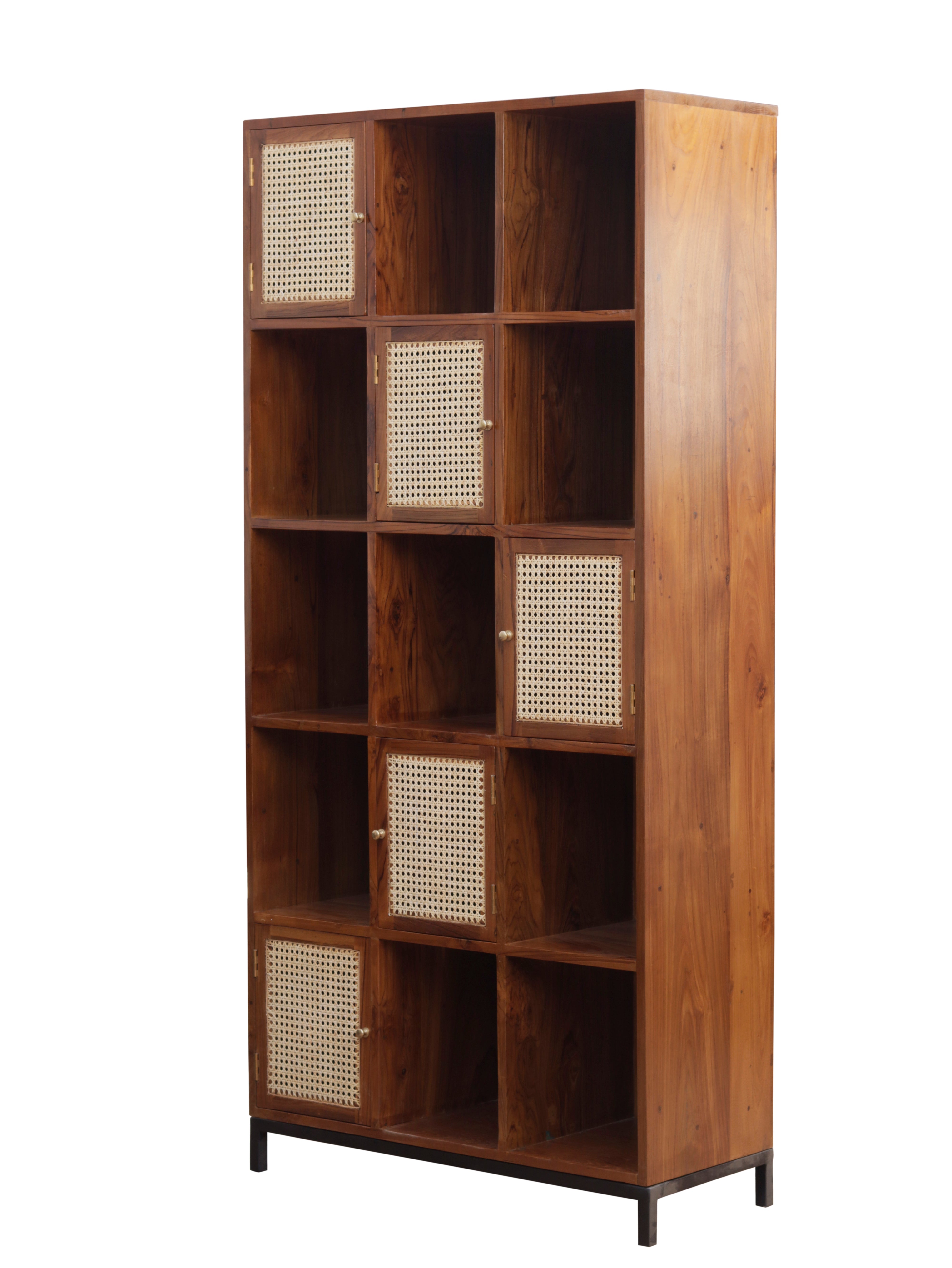 Antique Multi Cane Storgae Handmade Farmhouse Wooden Book Shelf for Home Book Rack