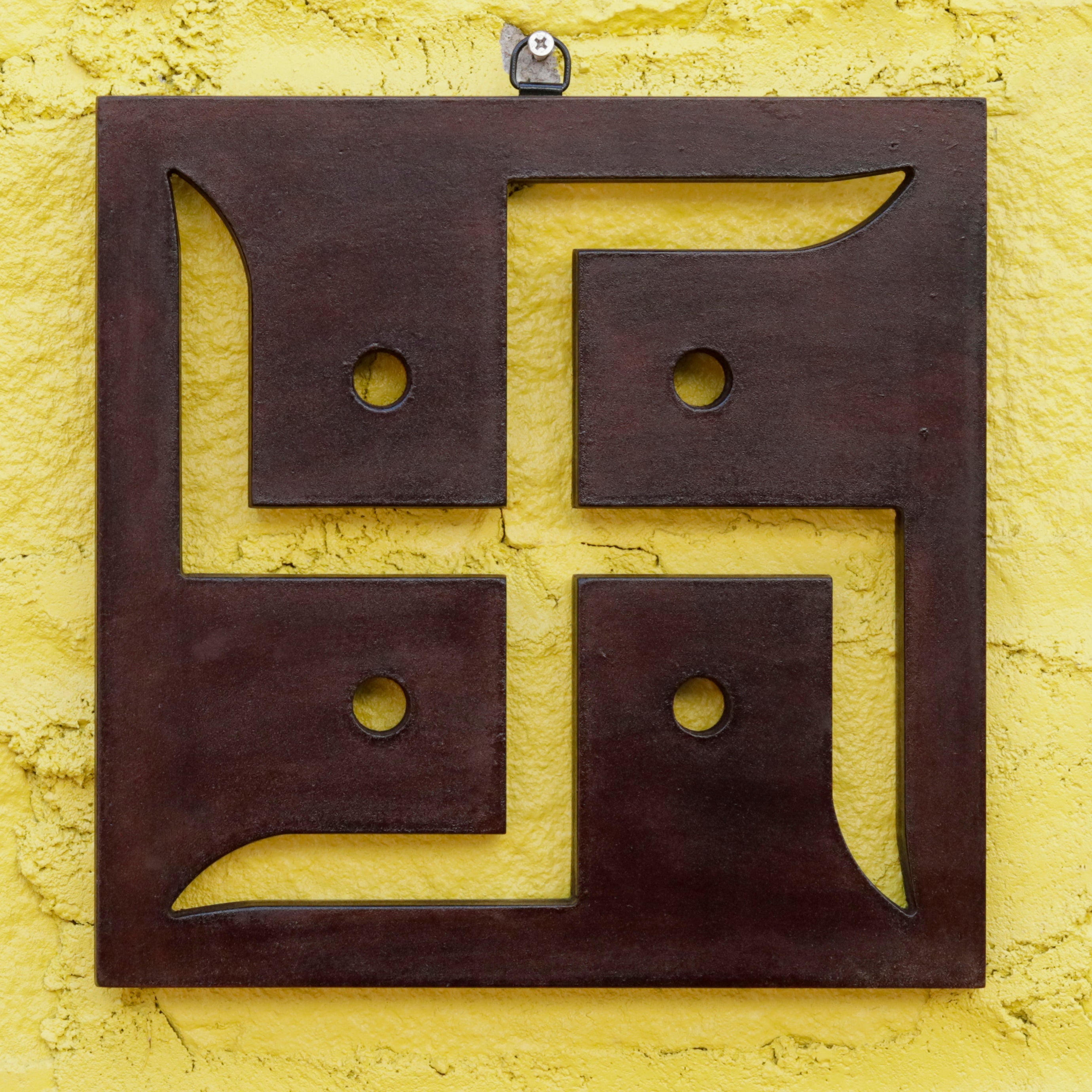 Mehroon Solid Wood Swastika Wall Decor Art for Spiritual and Aesthetic Harmony Wall Decor