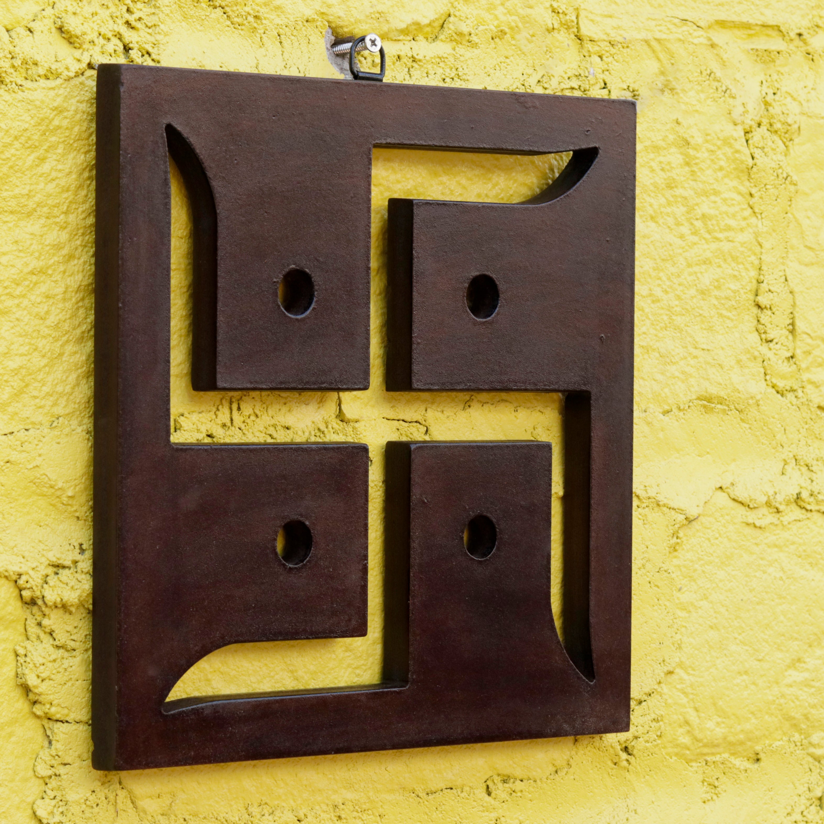 Mehroon Solid Wood Swastika Wall Decor Art for Spiritual and Aesthetic Harmony Wall Decor