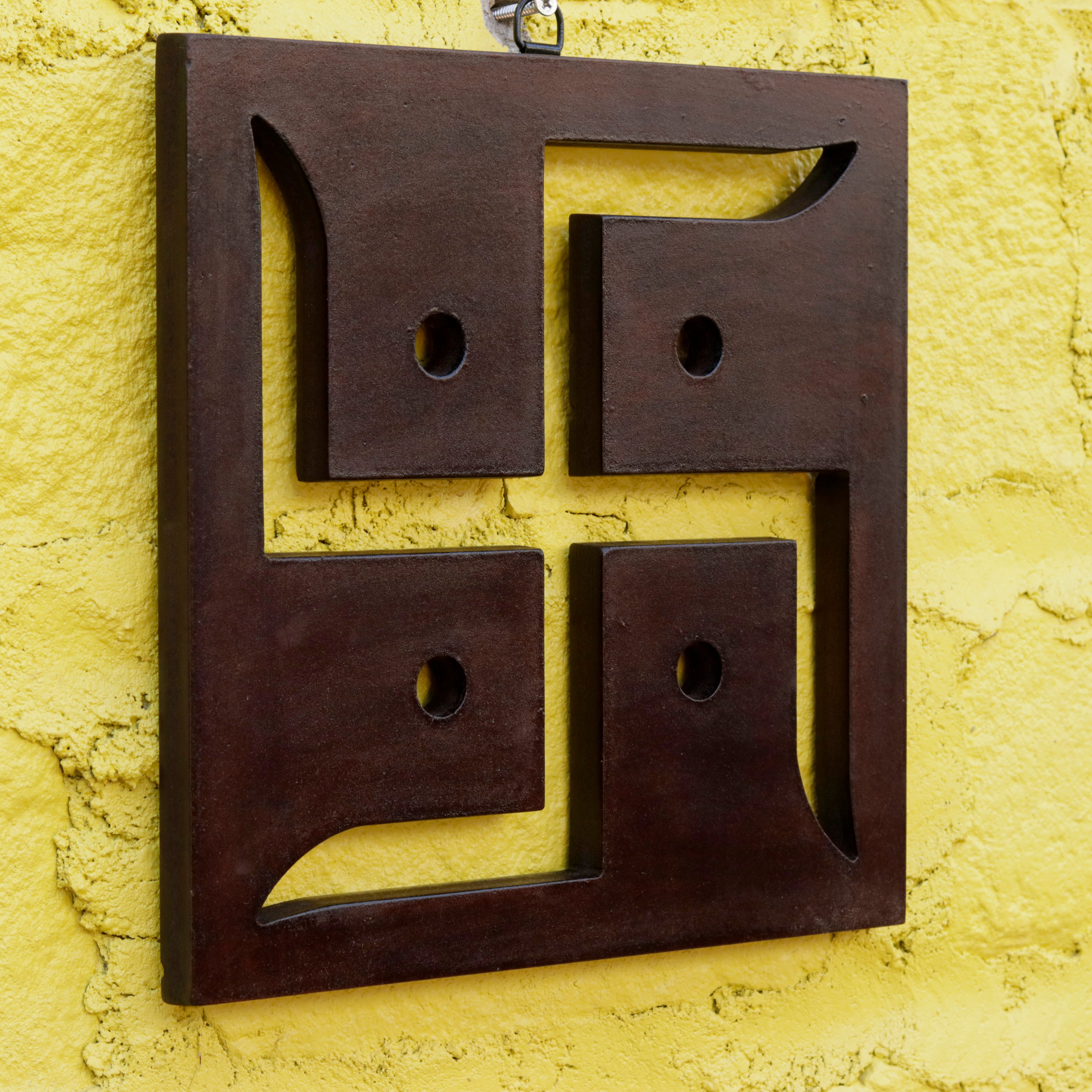Mehroon Solid Wood Swastika Wall Decor Art for Spiritual and Aesthetic Harmony Wall Decor