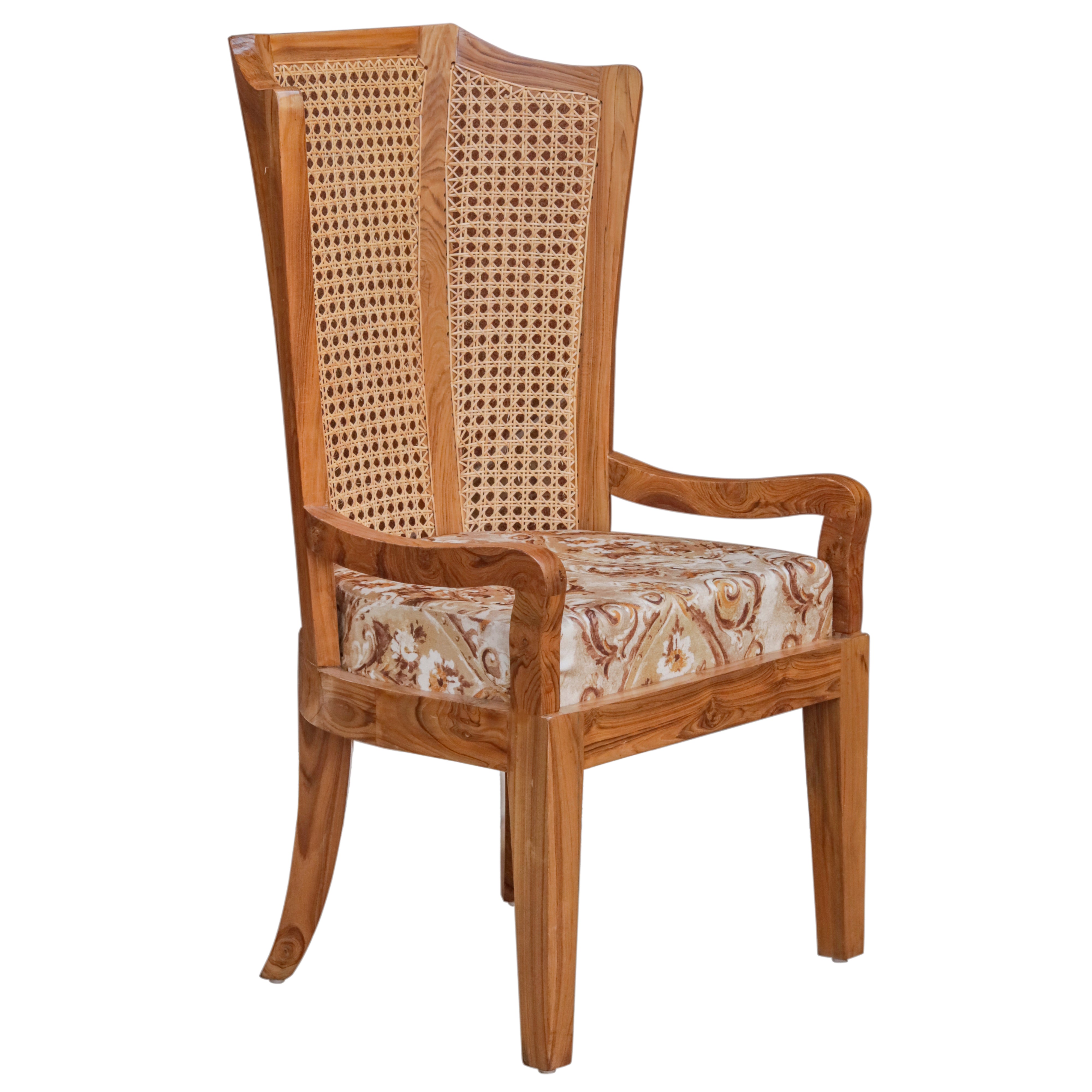 Classic Cane Back Wooden Soft Seating Upholstery Chair Arm Chair