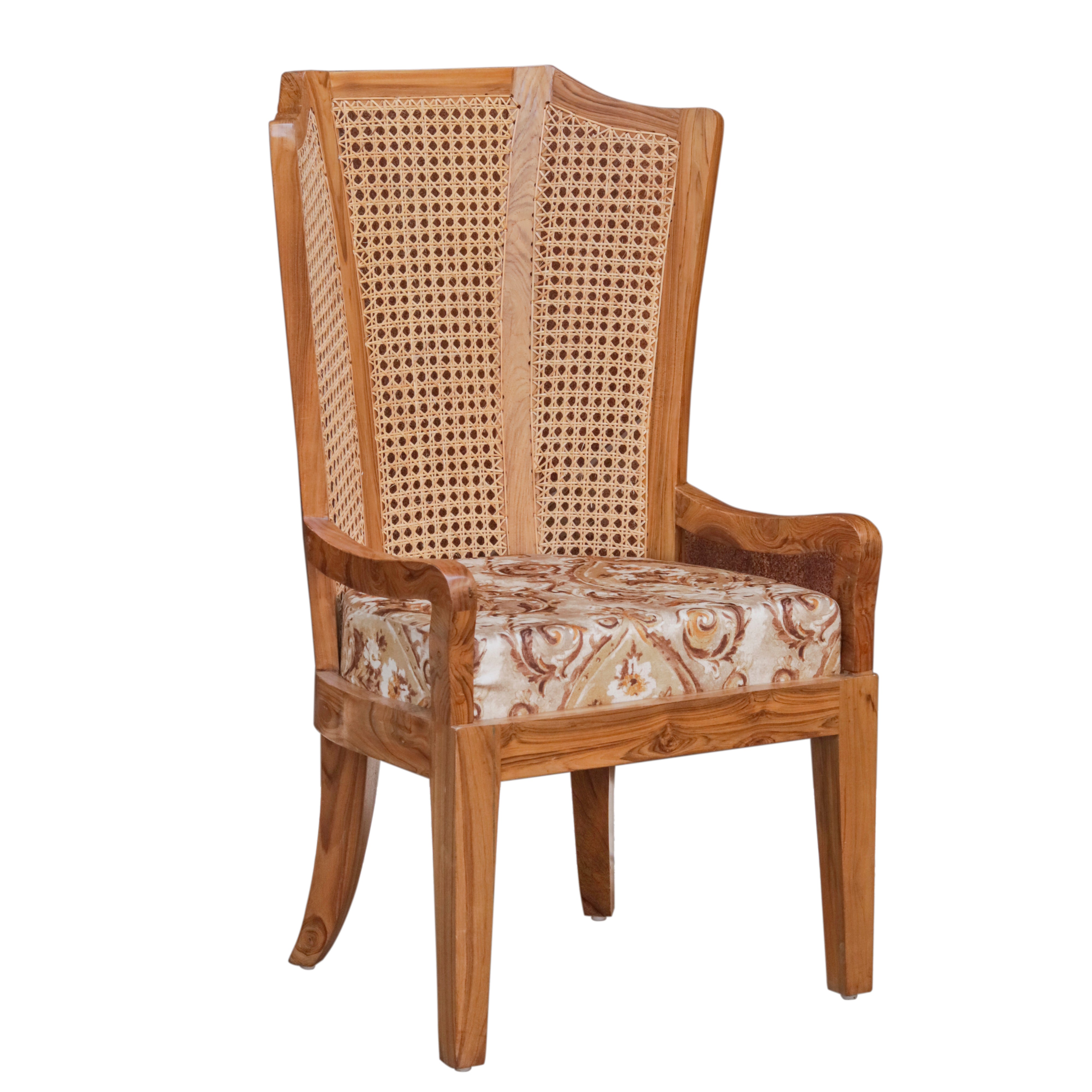 Classic Cane Back Wooden Soft Seating Upholstery Chair Arm Chair