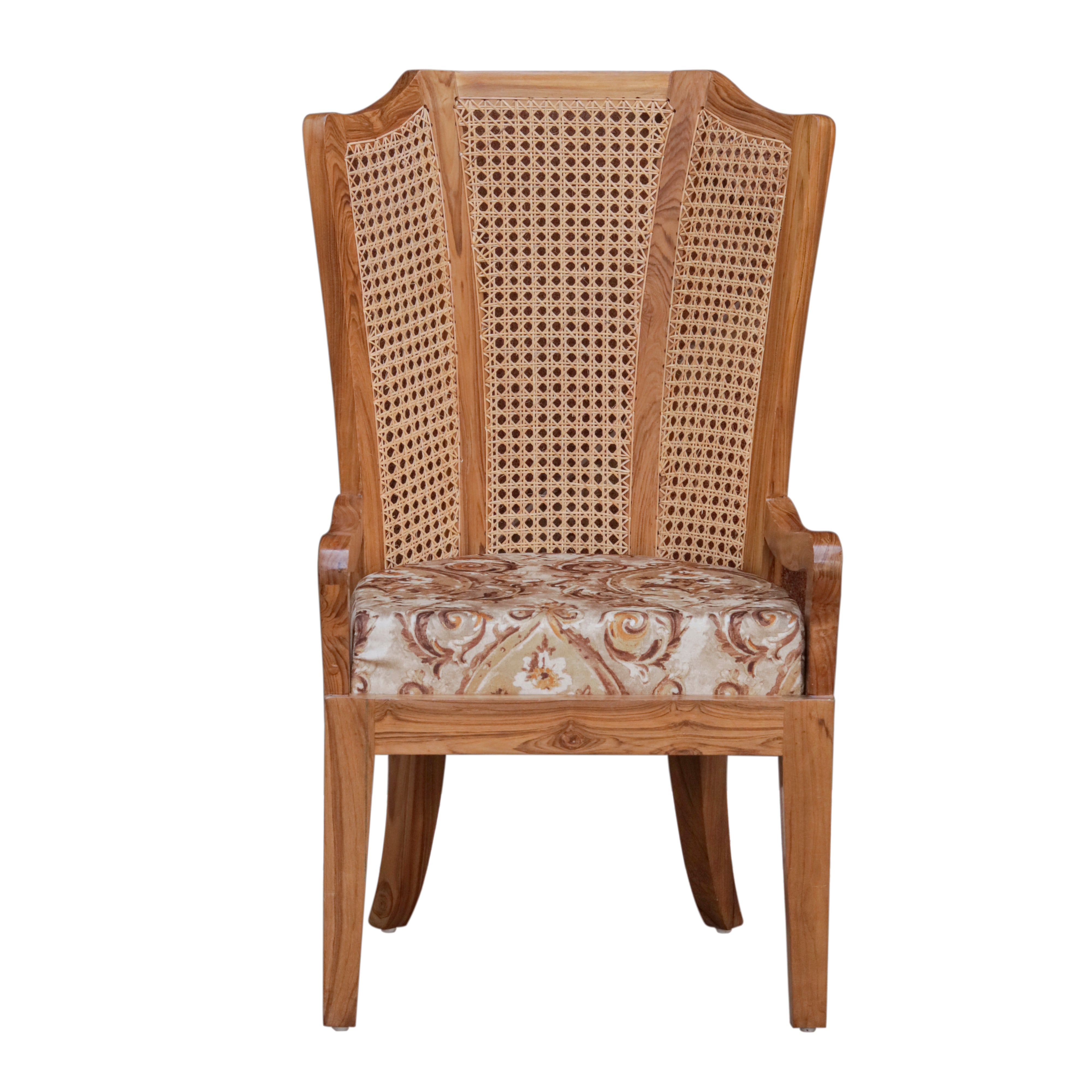 Classic Cane Back Wooden Soft Seating Upholstery Chair Arm Chair