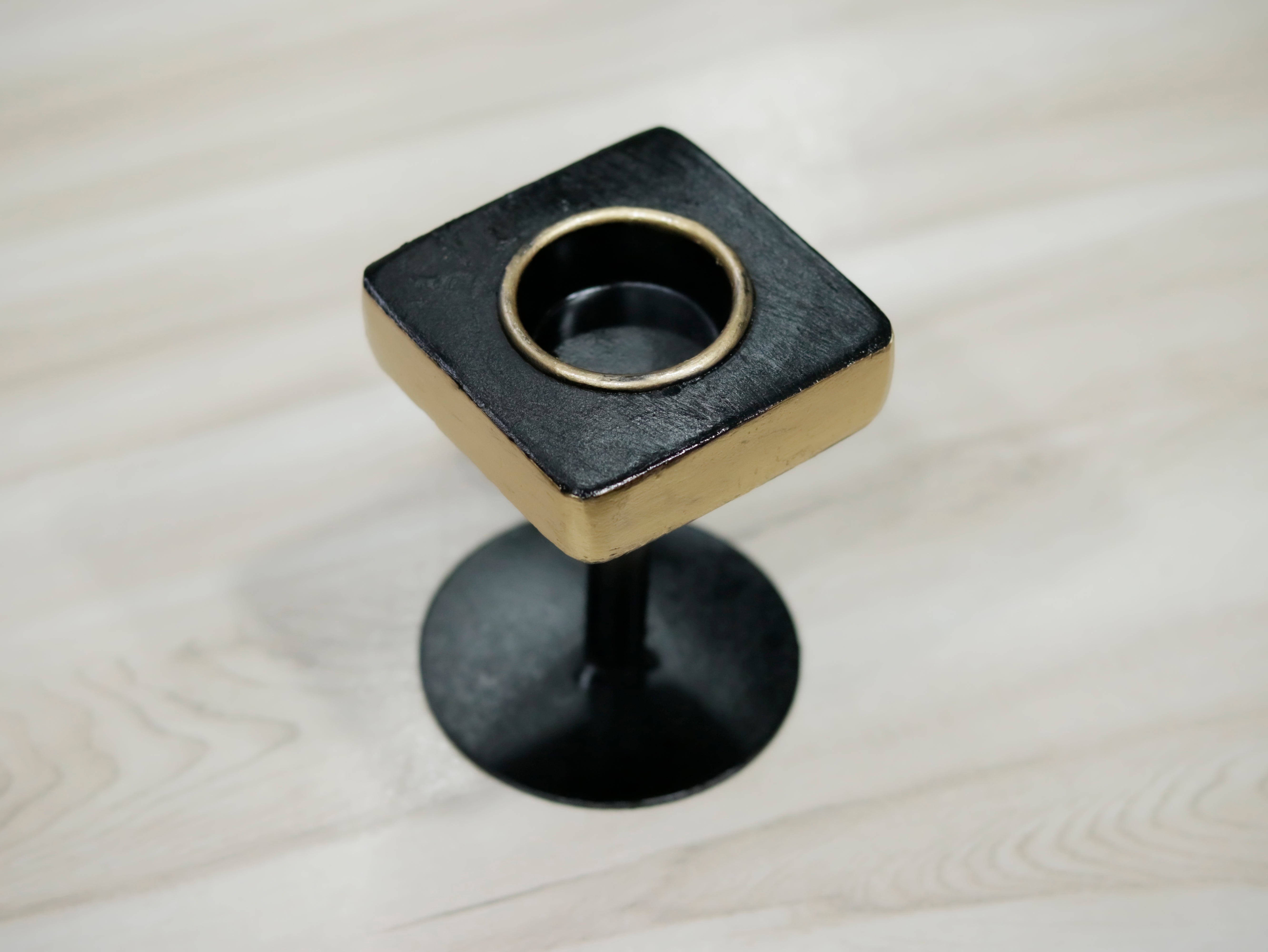 Delight Unique Golden Black Wooden Candle Stand Set Candle Holder
