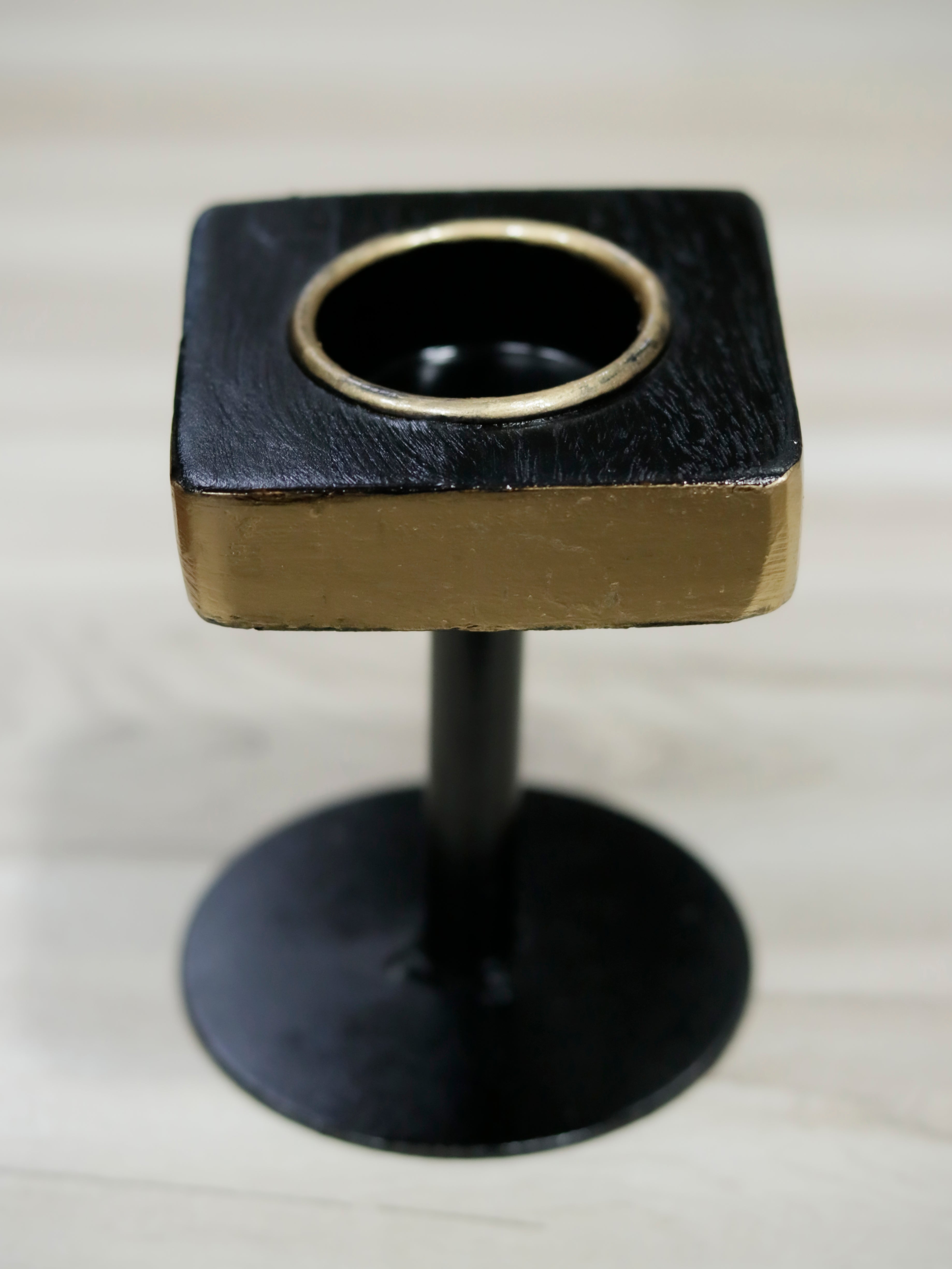 Delight Unique Golden Black Wooden Candle Stand Set Candle Holder
