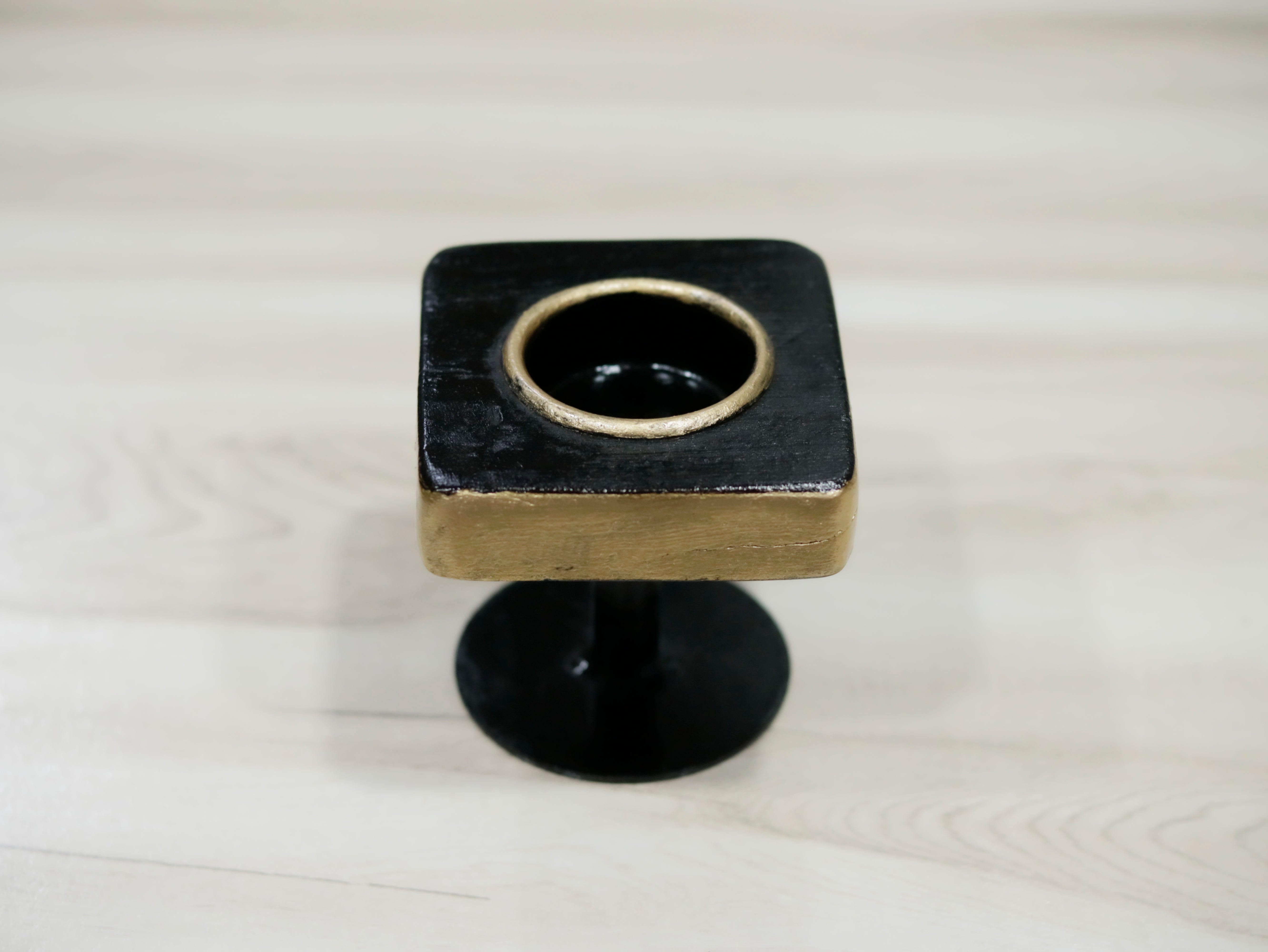 Vintage Neo Golden Black Wooden Candle Stand Set Candle Holder