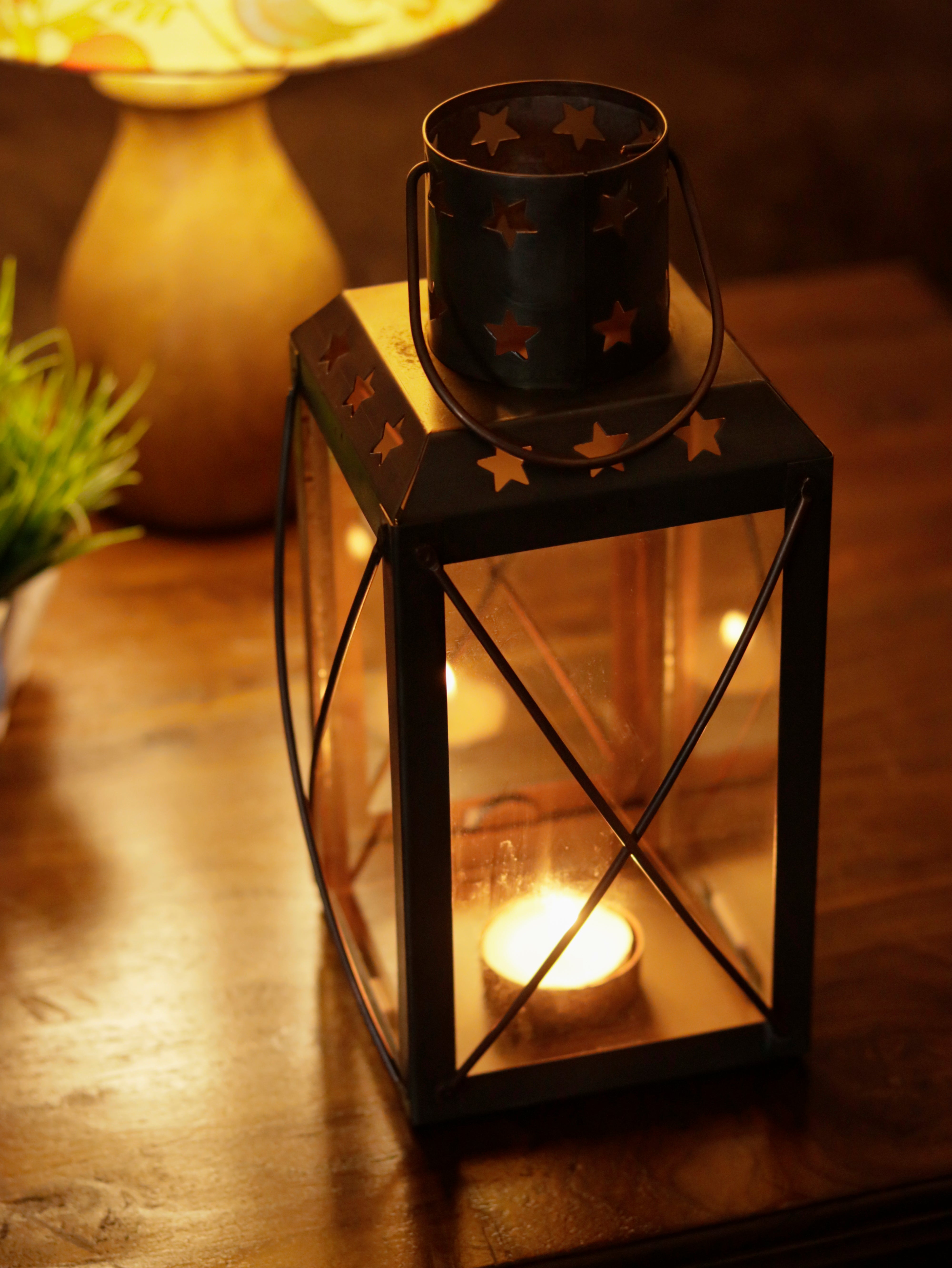 Vintage Cross Silver Metal Seasonal Lamp for Home Decor Candle Holder