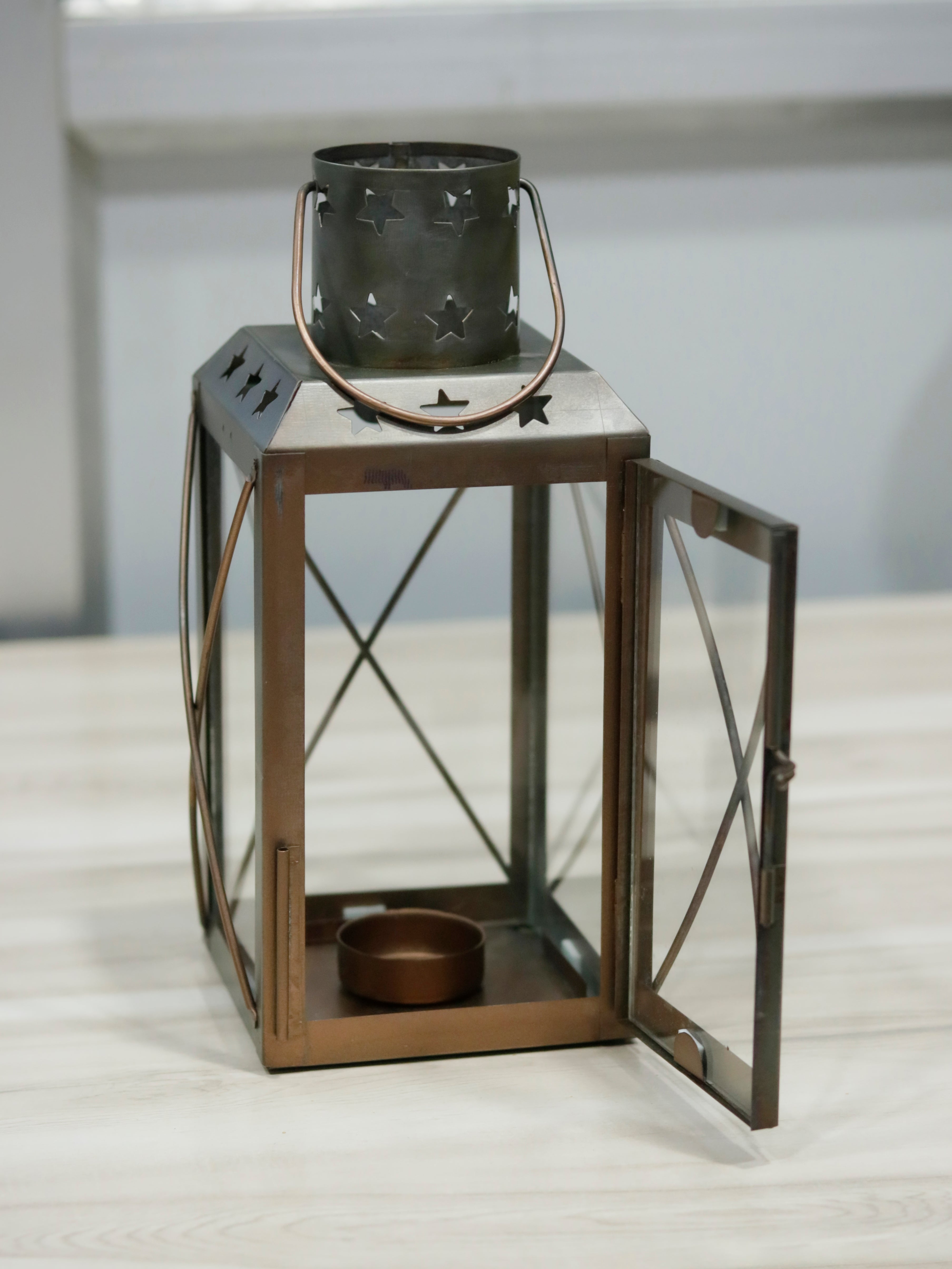 Vintage Cross Silver Metal Seasonal Lamp for Home Decor Candle Holder