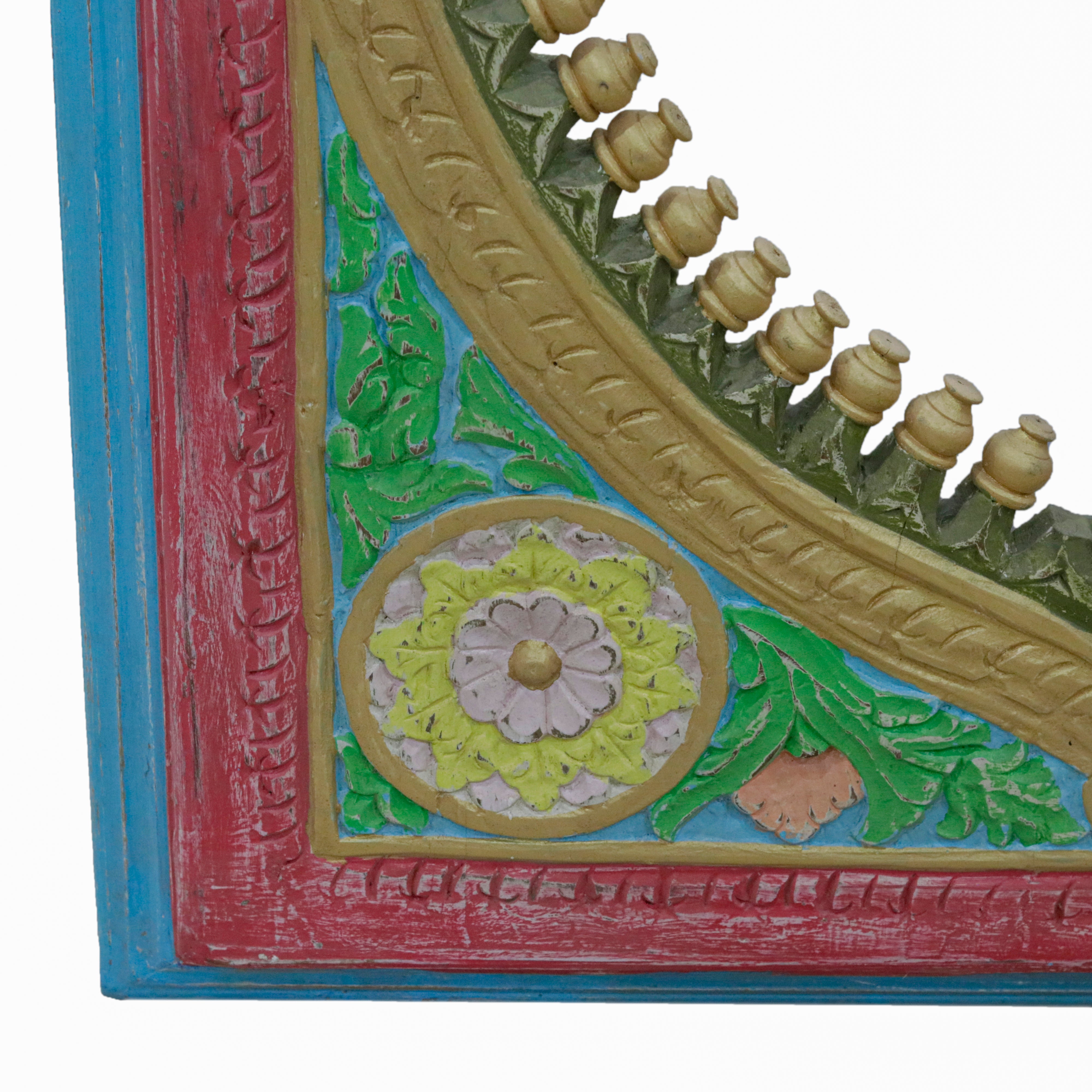Classic Heritage Border with Flower Panel Carved Handmade Wooden Mirror Mirror