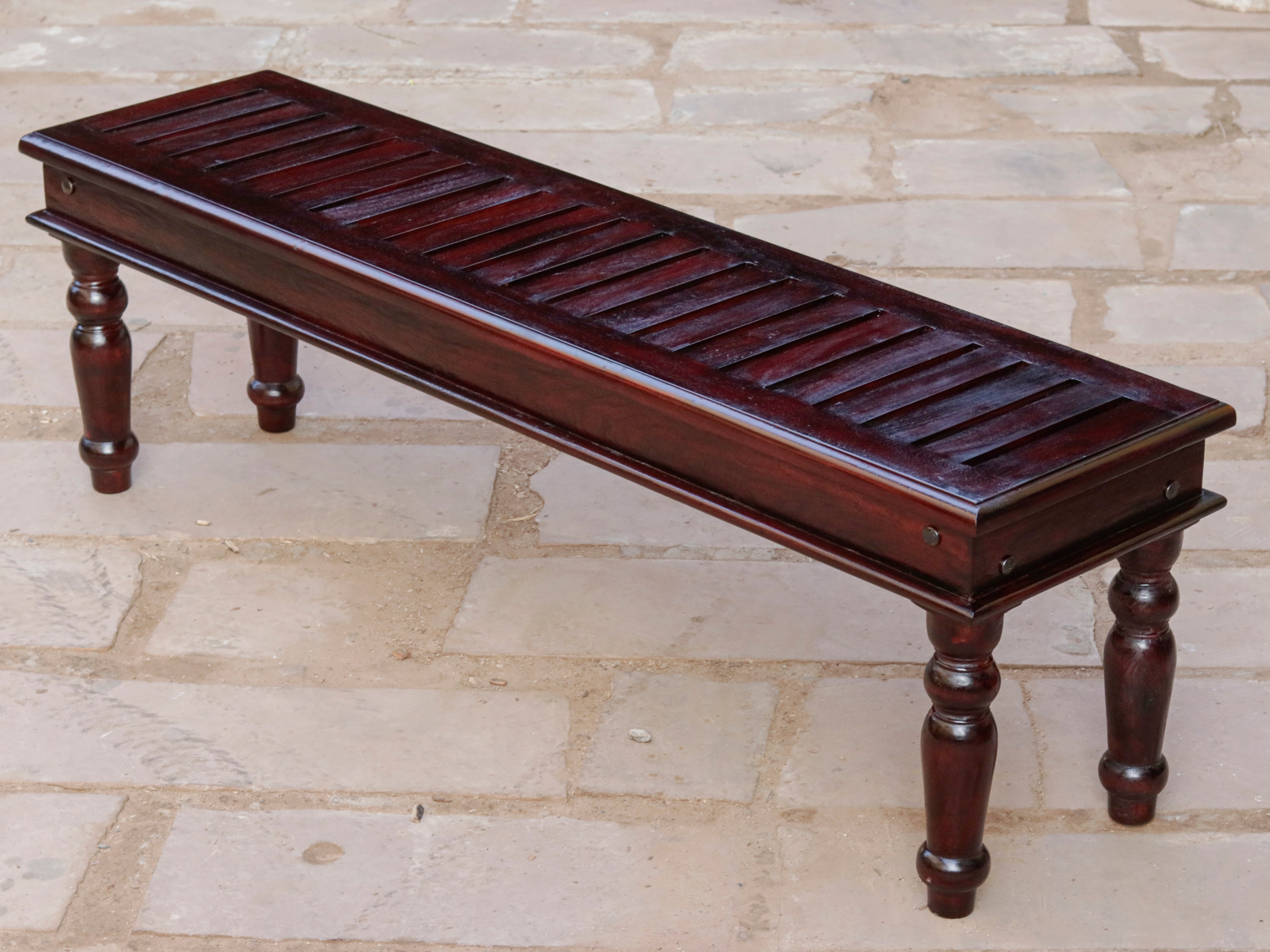 Delight Dark Mahogany Stripped Wooden Handmade Seating Bench Bench