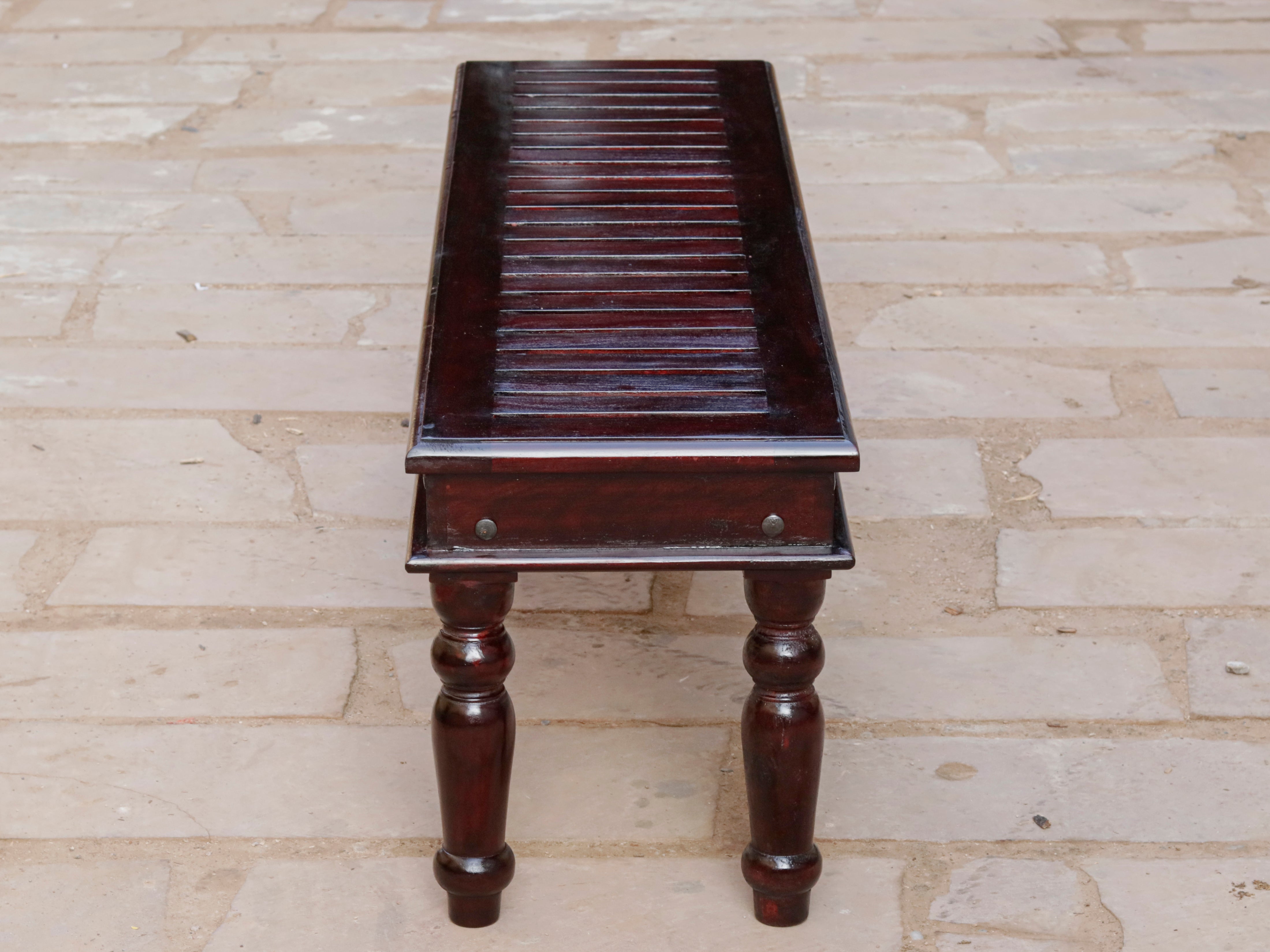 Delight Dark Mahogany Stripped Wooden Handmade Seating Bench Bench