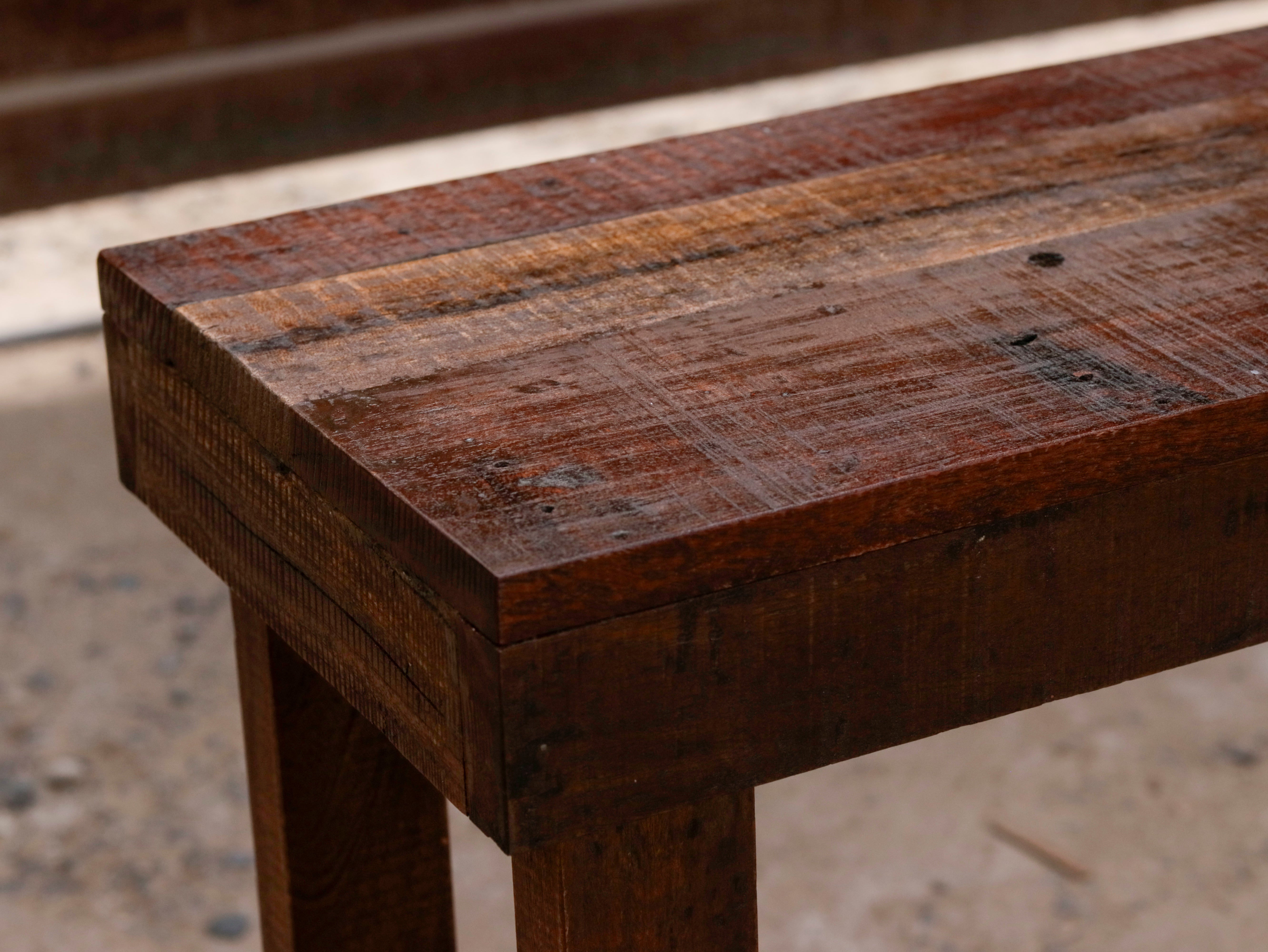 Classic Natural Brown Italian Style Handmade Wooden Side Table with Bottom Storage Console Table
