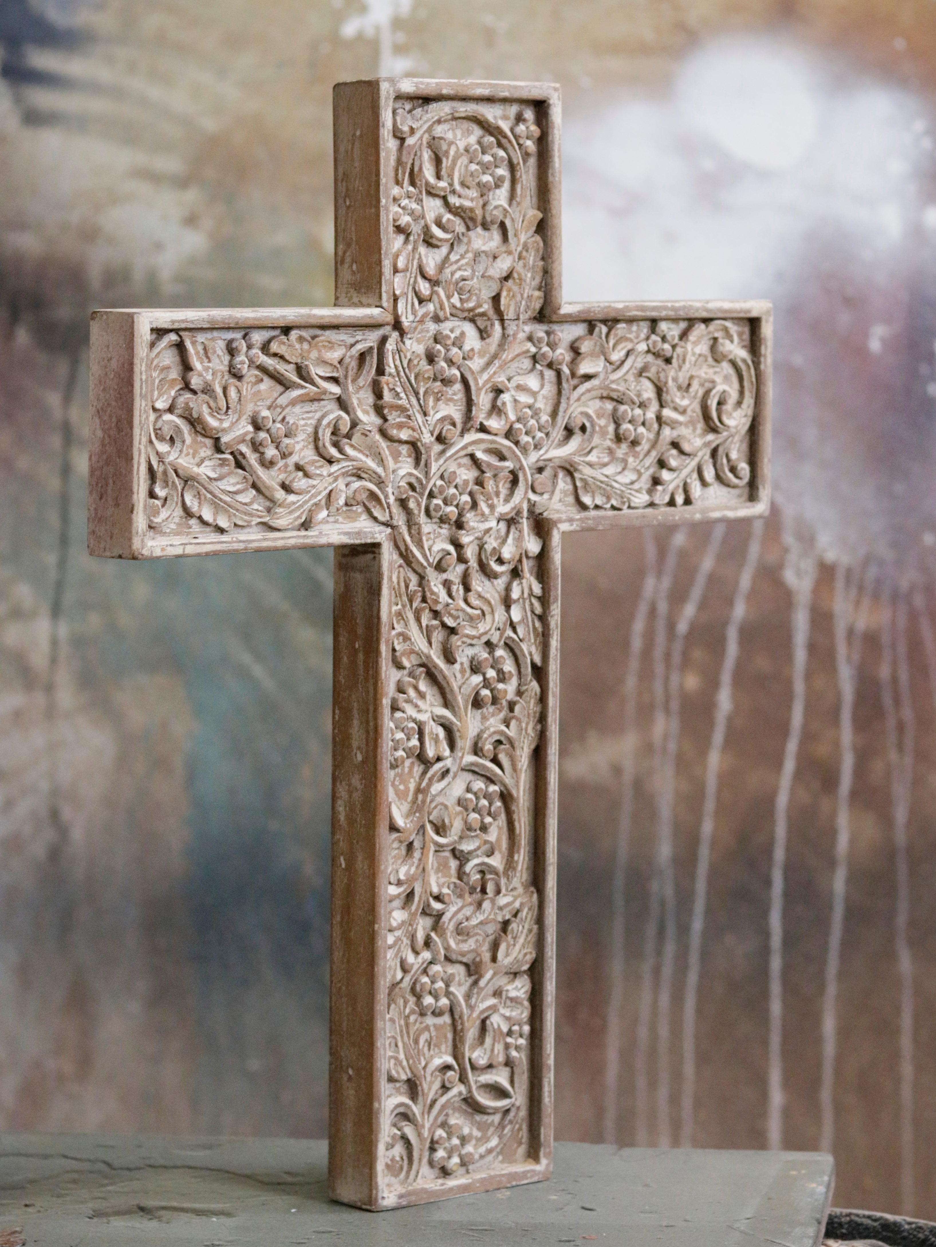 Miracle Style Wooden Cross Carved Handmade Wall Decor Traditional Décor
