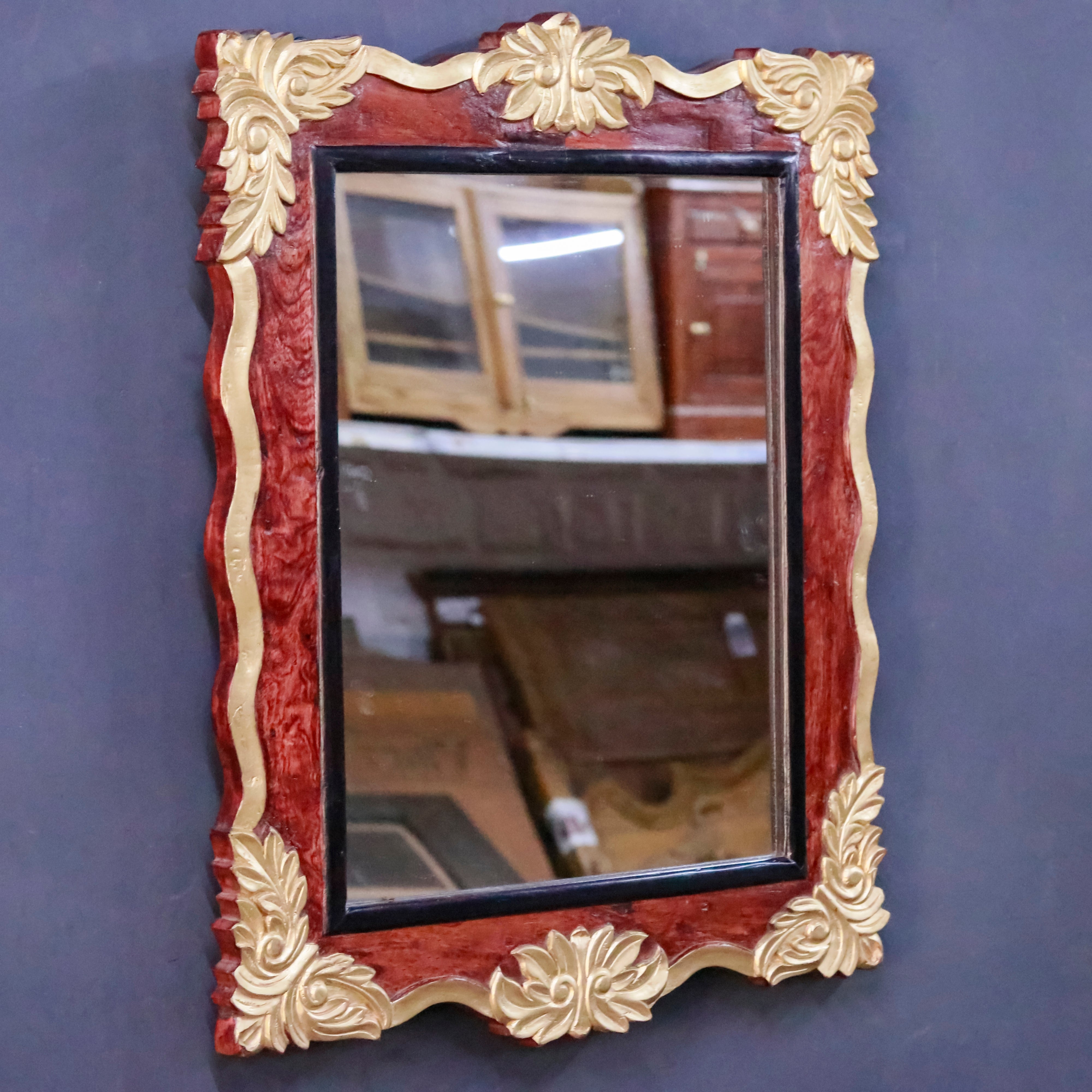 Wooden Square Mirror (golden) Mirror