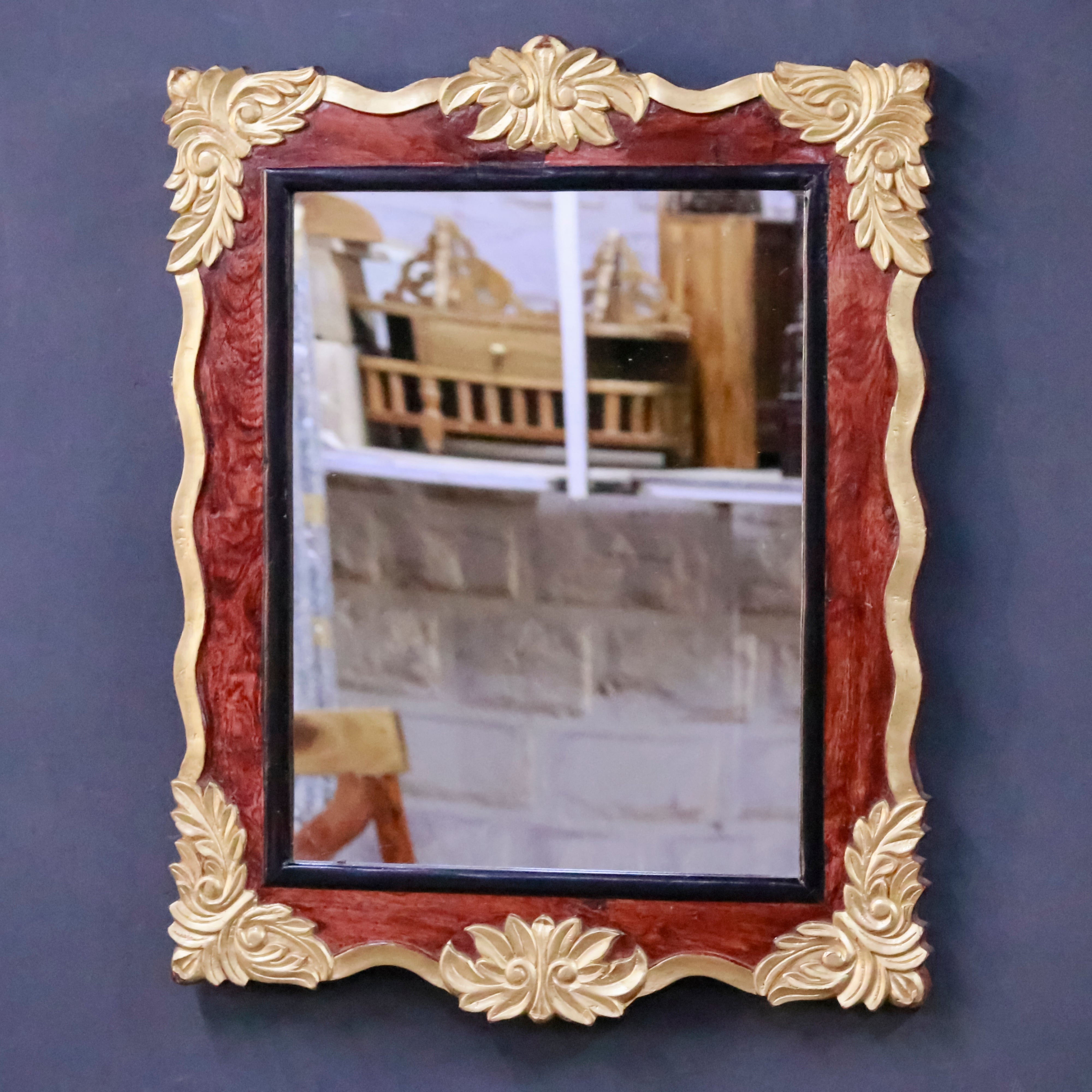 Wooden Square Mirror (golden) Mirror