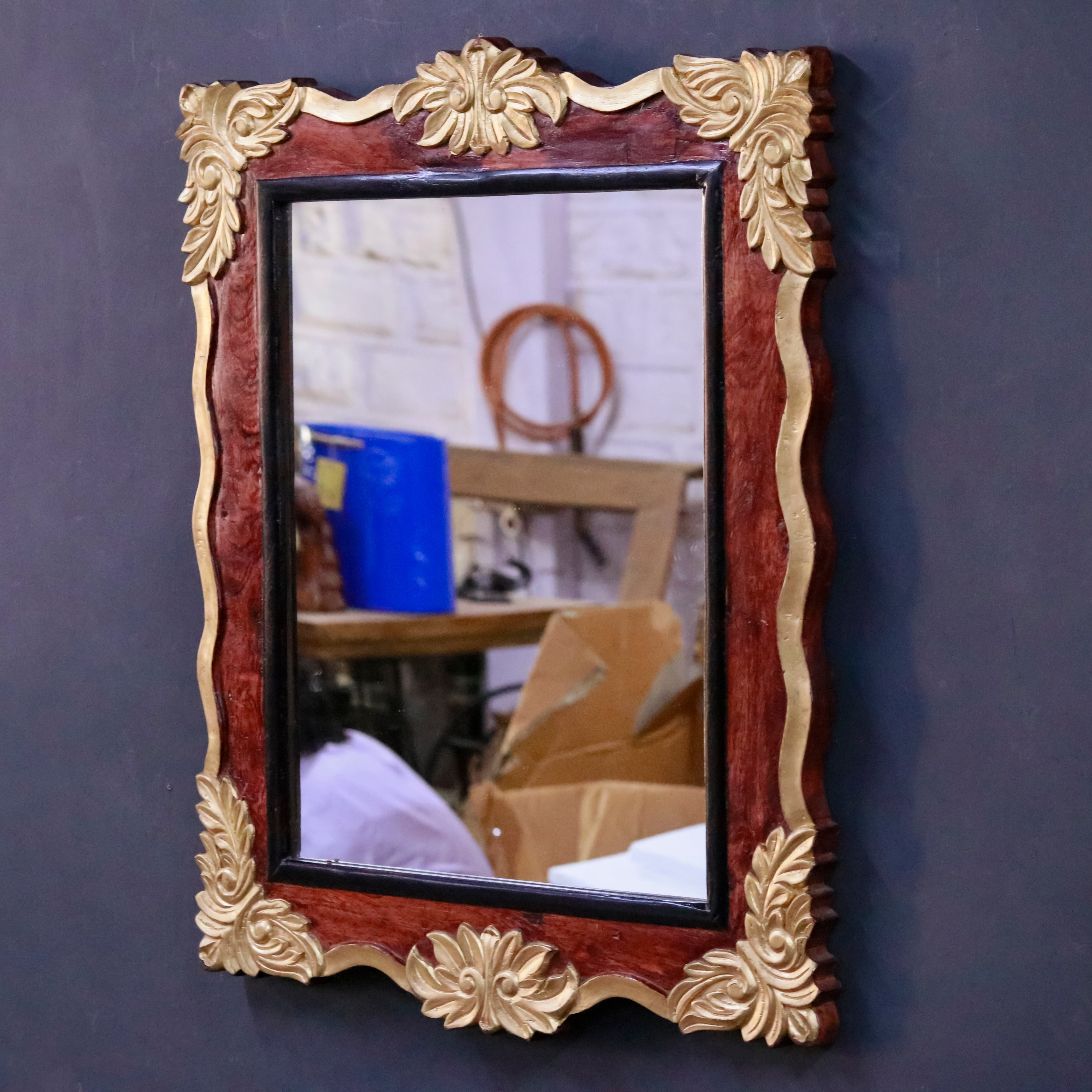 Wooden Square Mirror (golden) Mirror
