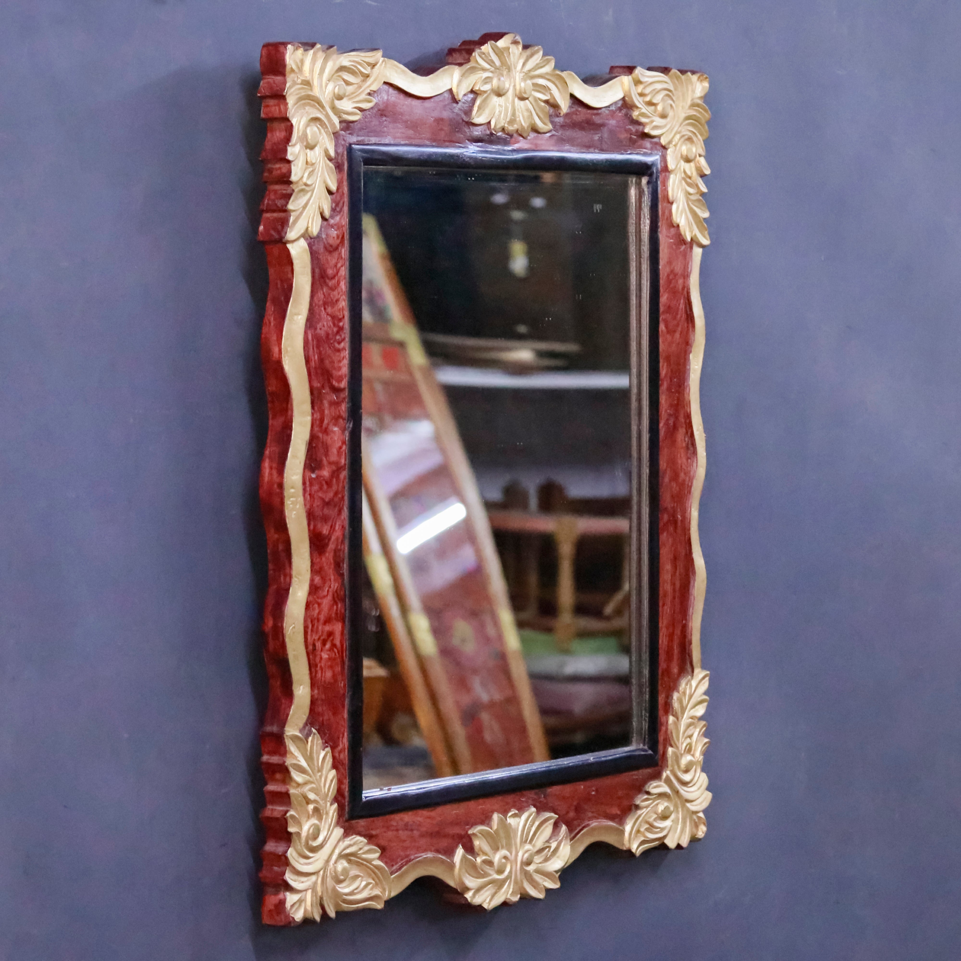 Wooden Square Mirror (golden) Mirror