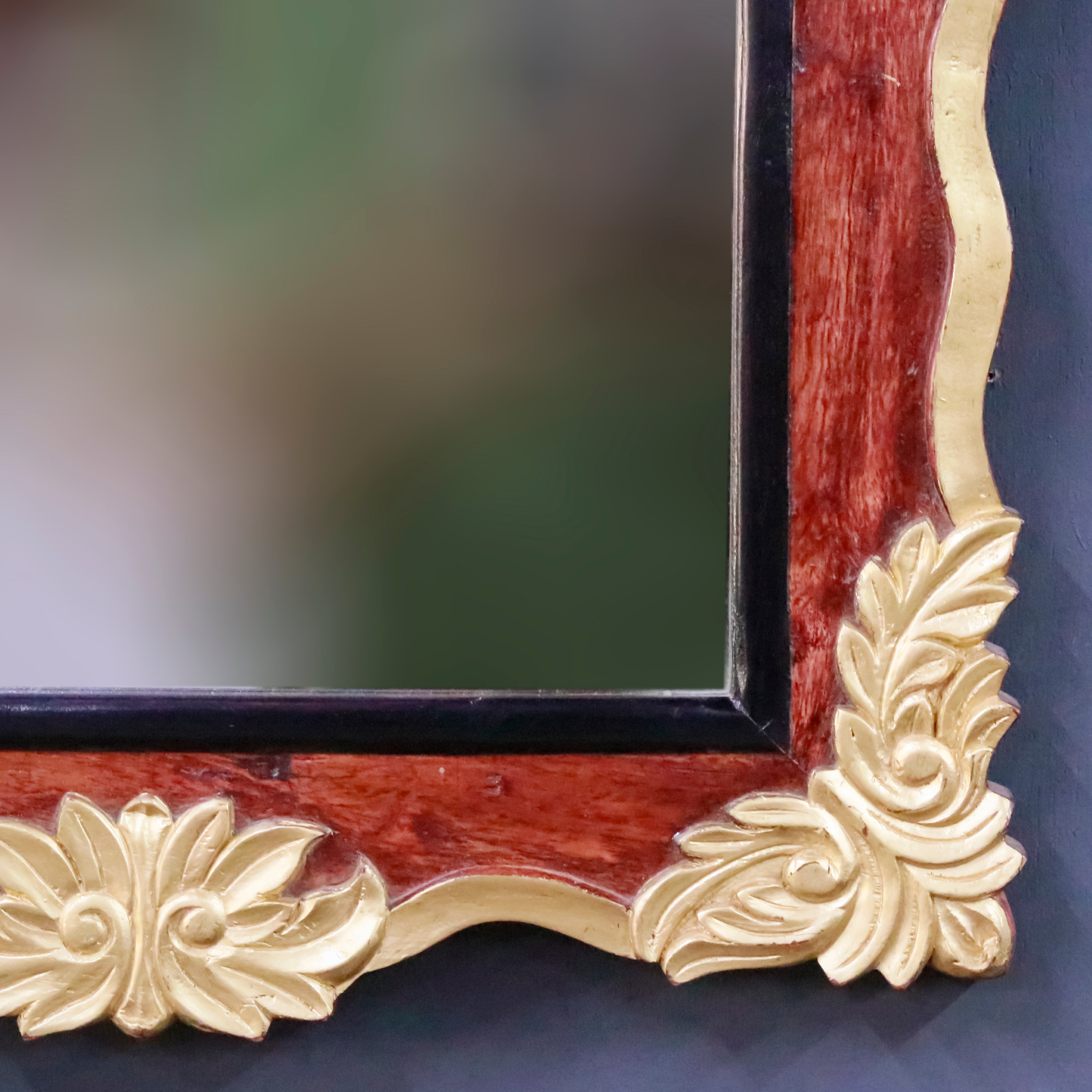 Wooden Square Mirror (golden) Mirror