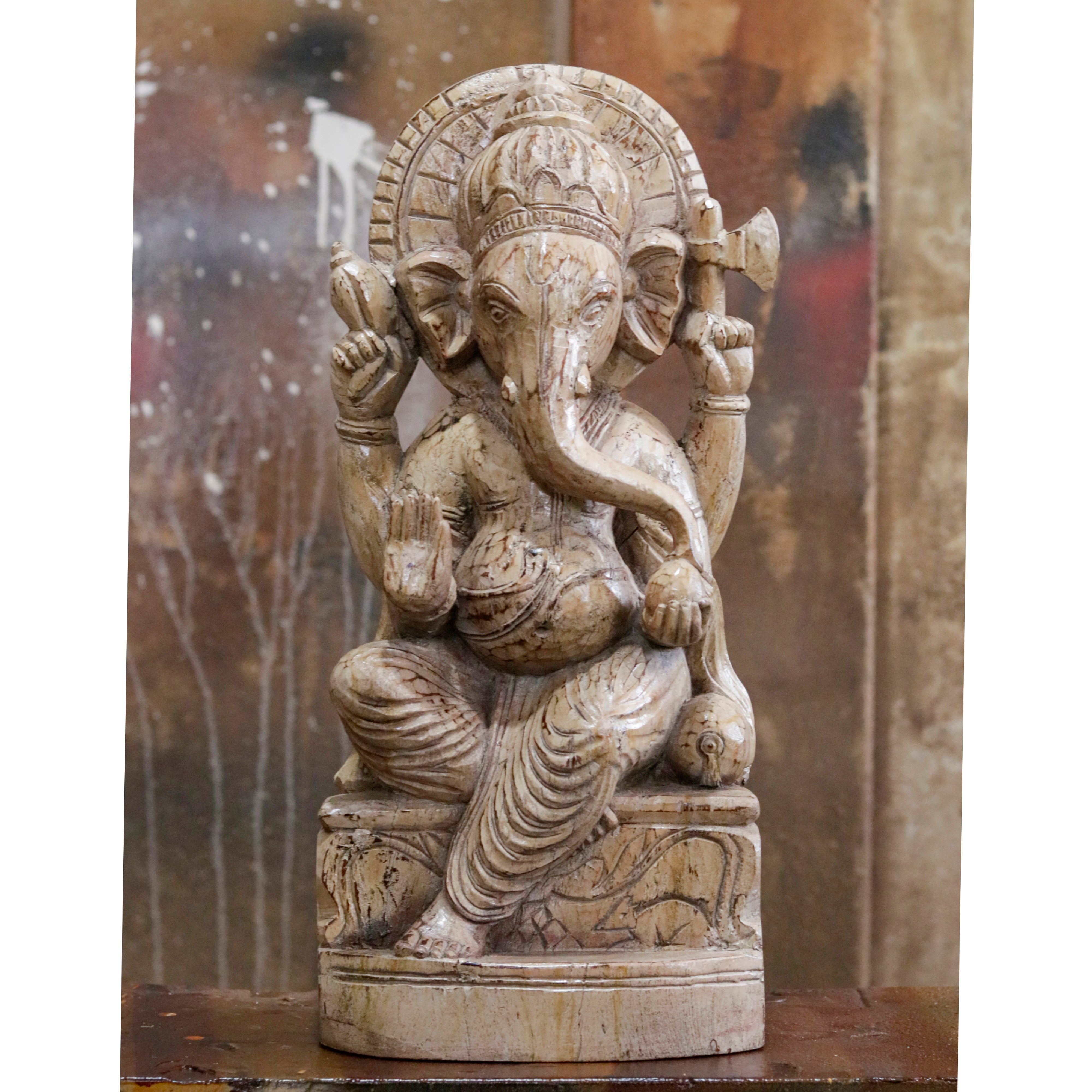 Traditional Spiritual Lord Ganesh Wooden Hand-Carved Wooden Wall Decor Traditional Décor