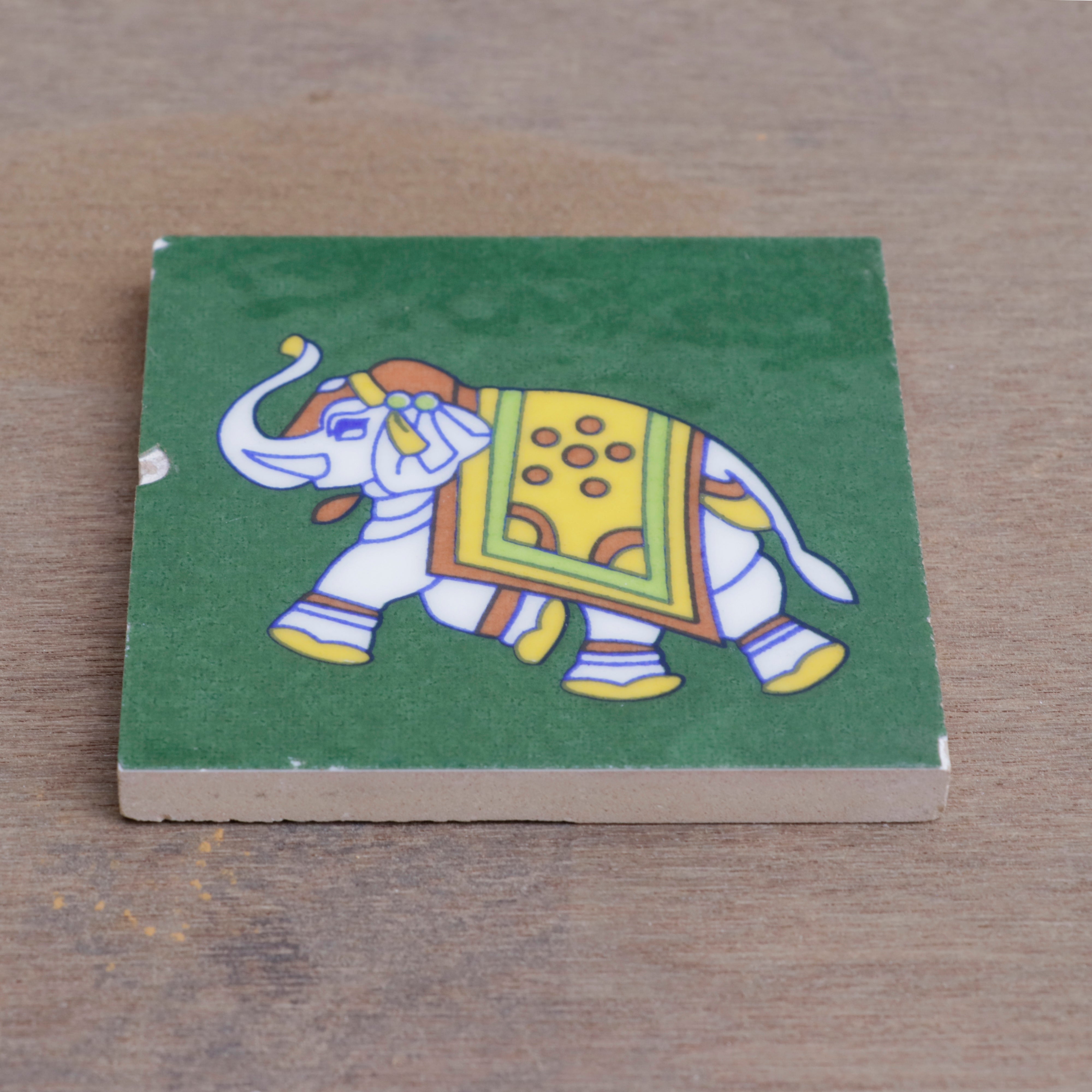 Madgreen Cultural Elephant Designed Ceramic Square Tile Ceramic Tile