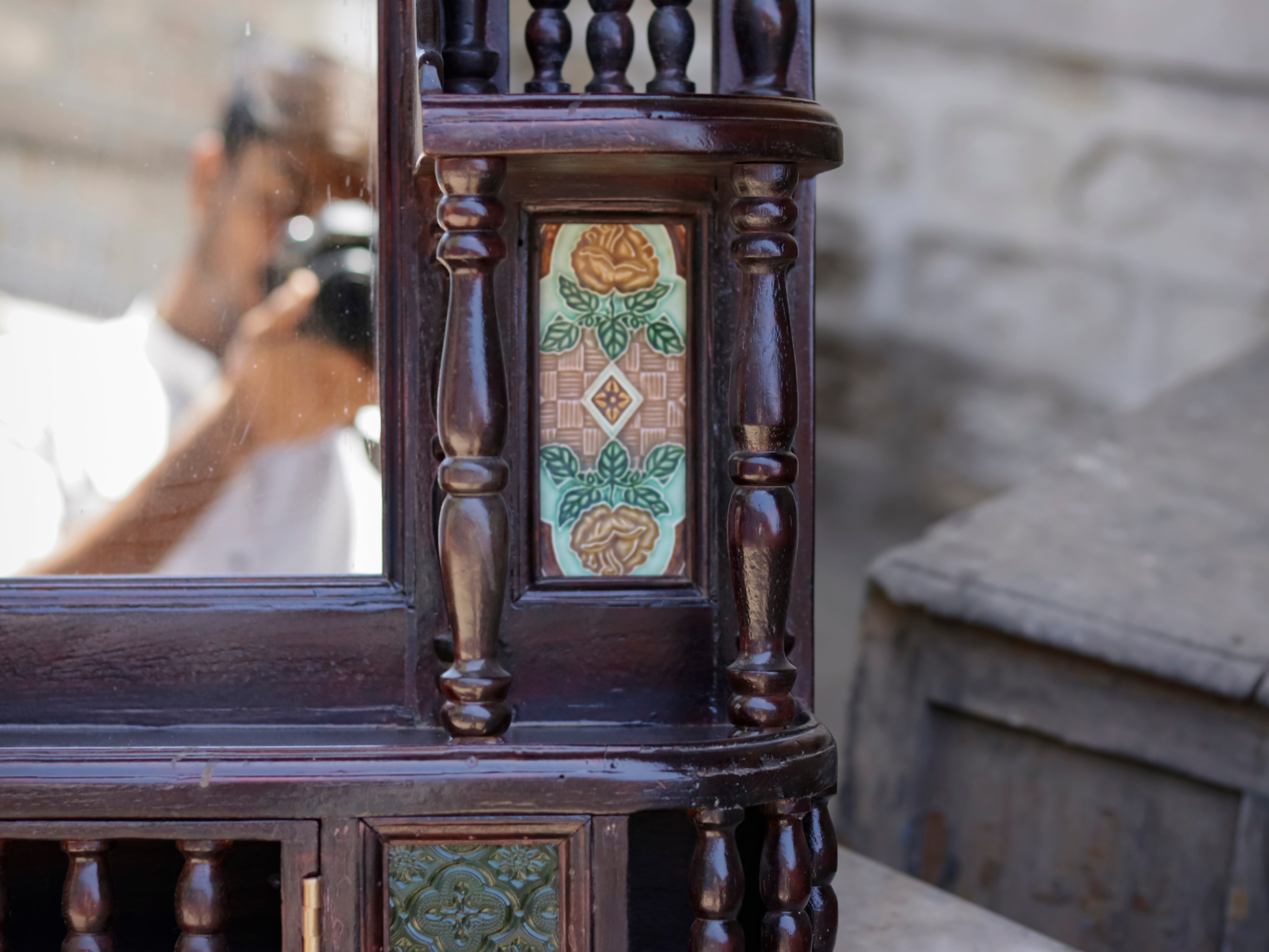 Intricate Carved Teak Wood Mirror Mirror