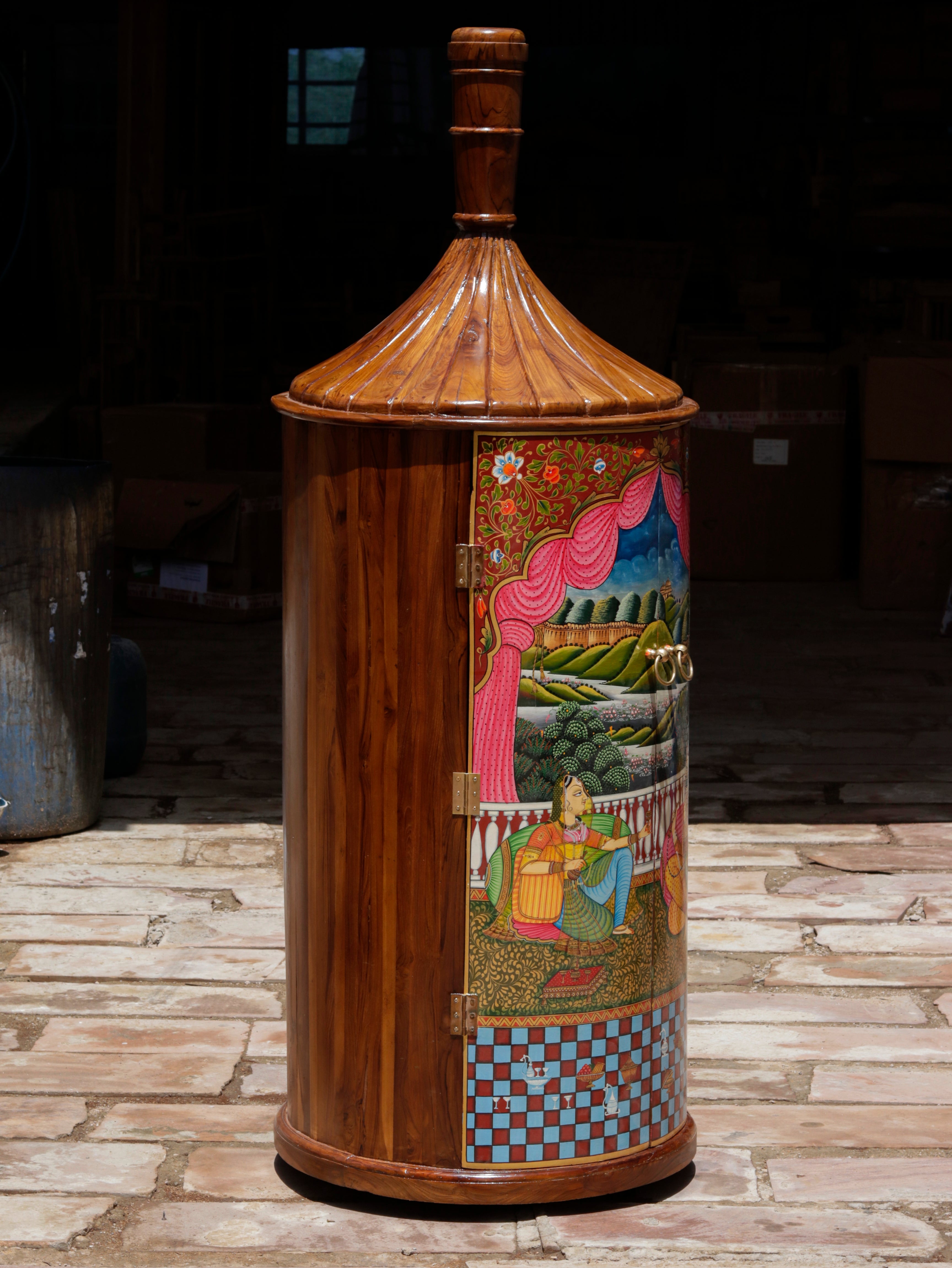 Traditional Historical Handpainted Wooden Bar Cabinet Bar Cabinet