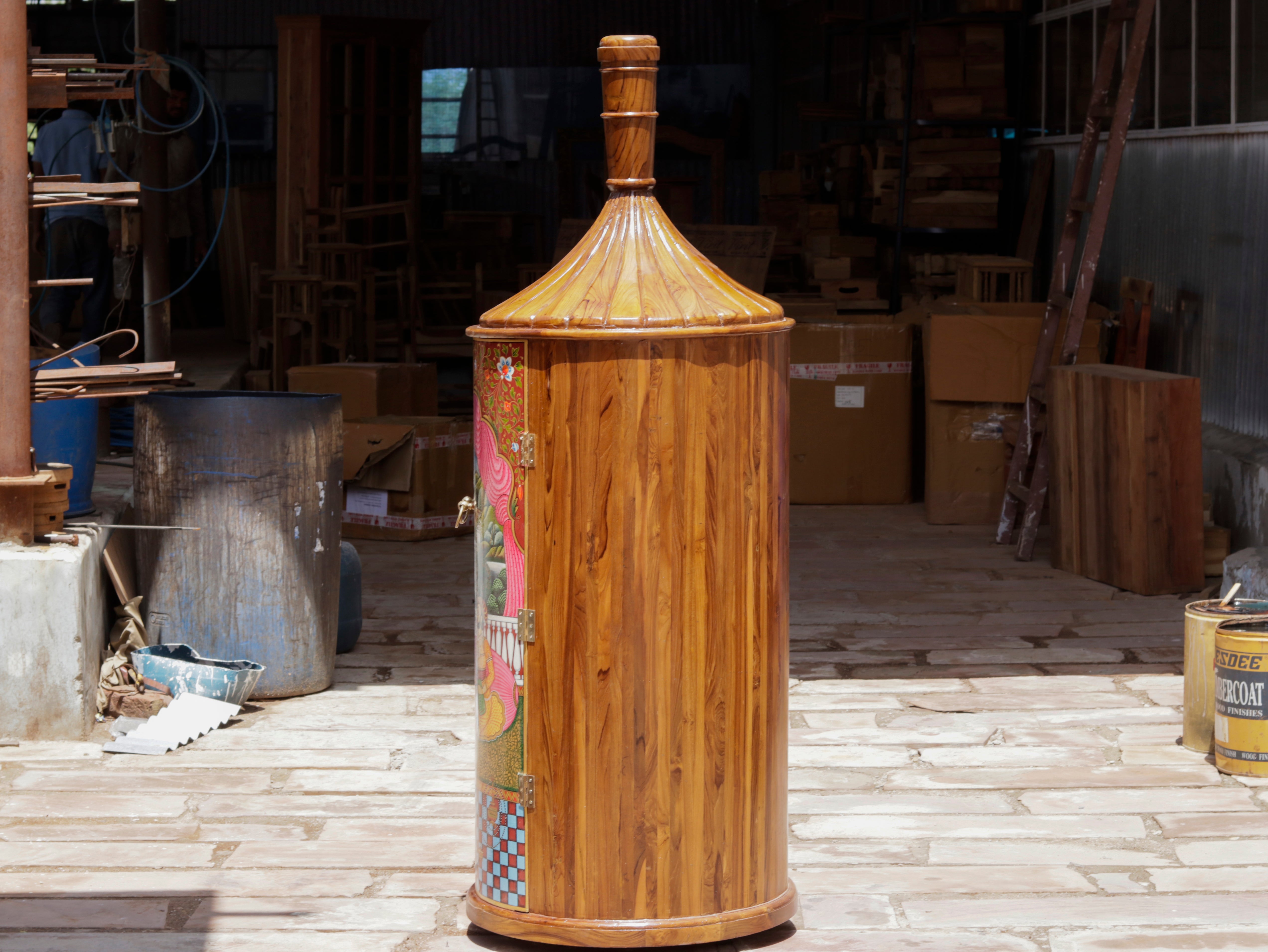 Traditional Historical Handpainted Wooden Bar Cabinet Bar Cabinet