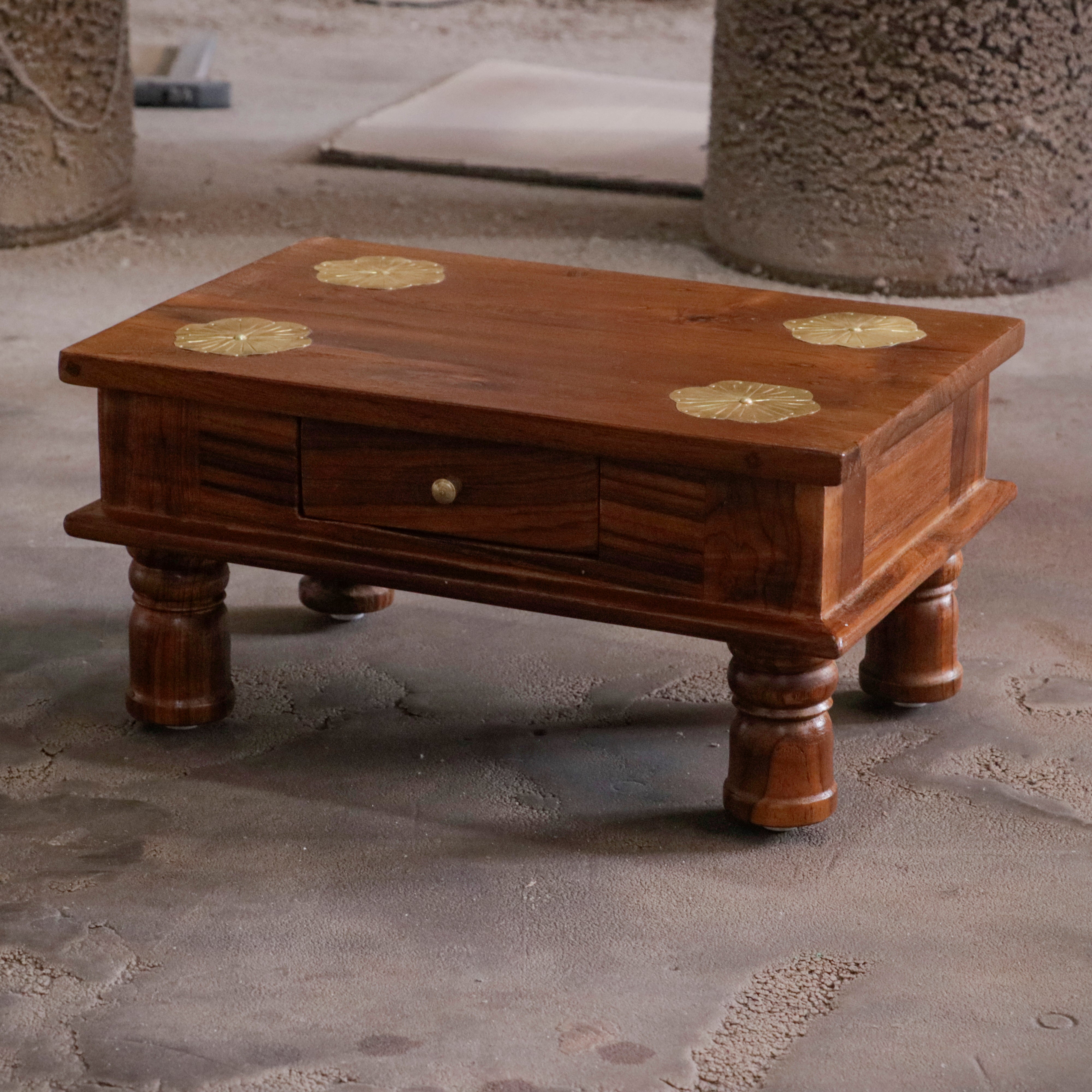 Traditional Natural Brown Finished Handmade Wooden Bajot Bajot