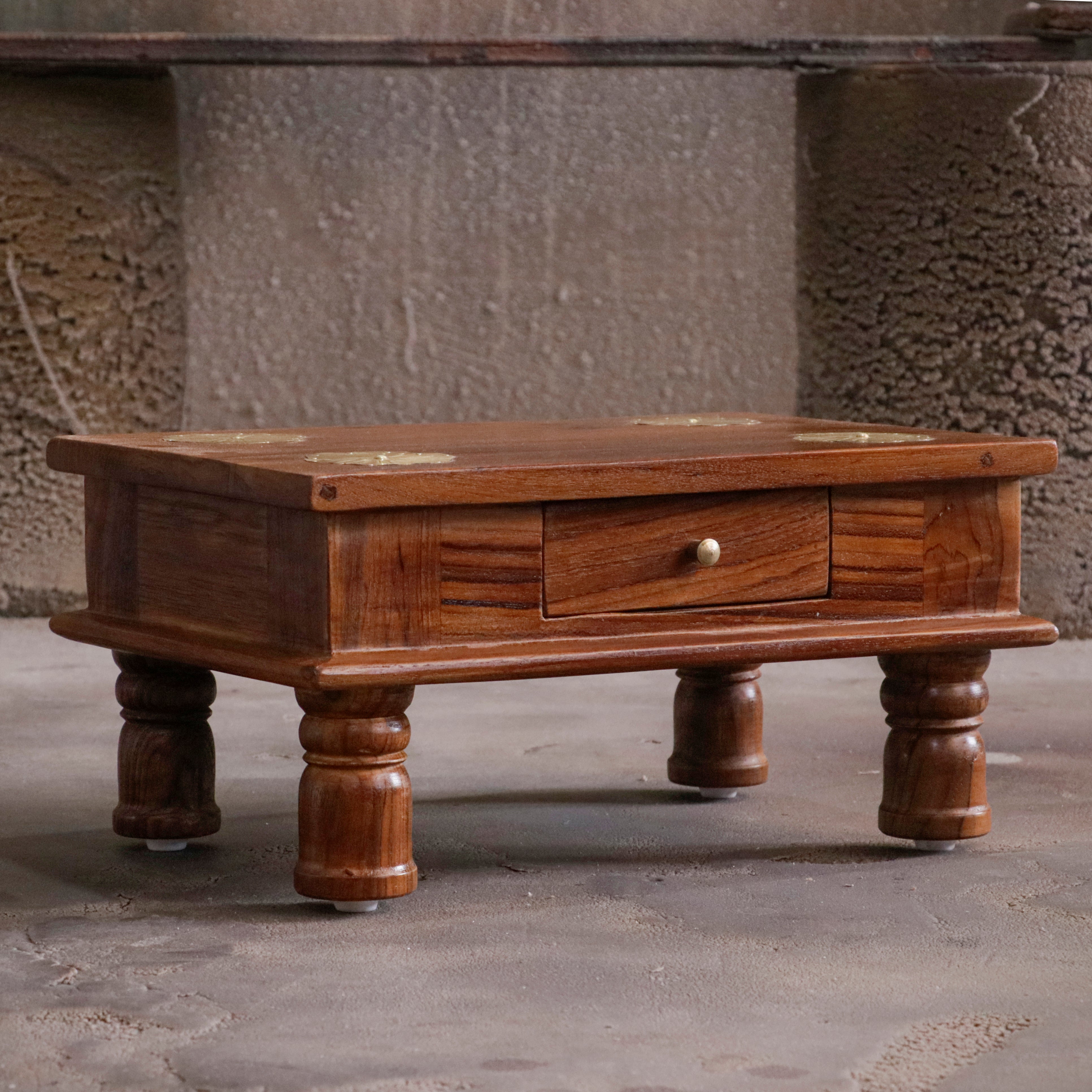 Traditional Natural Brown Finished Handmade Wooden Bajot Bajot