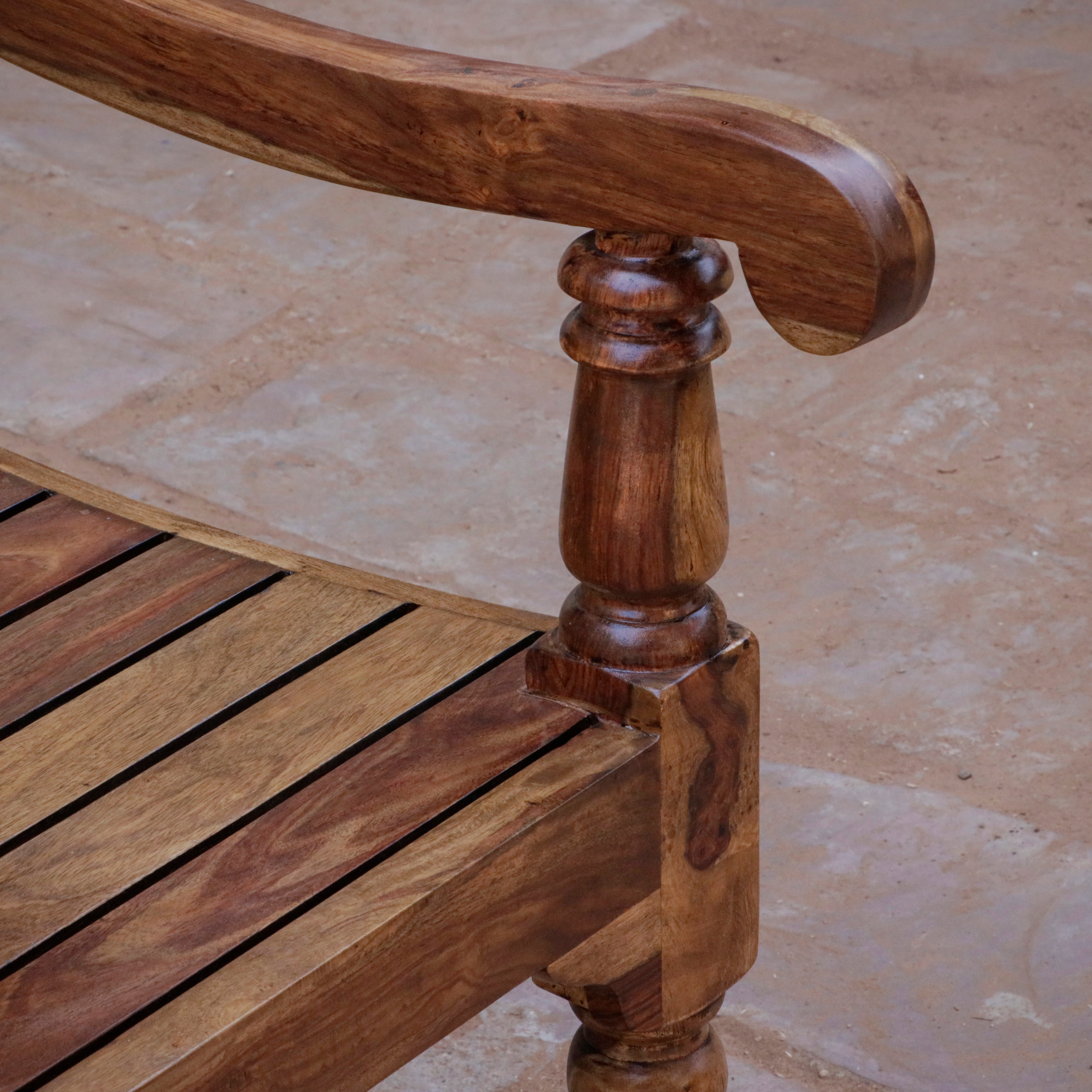 Antique Long Teak Finish Handcrafted Wooden Bench for Home Bench