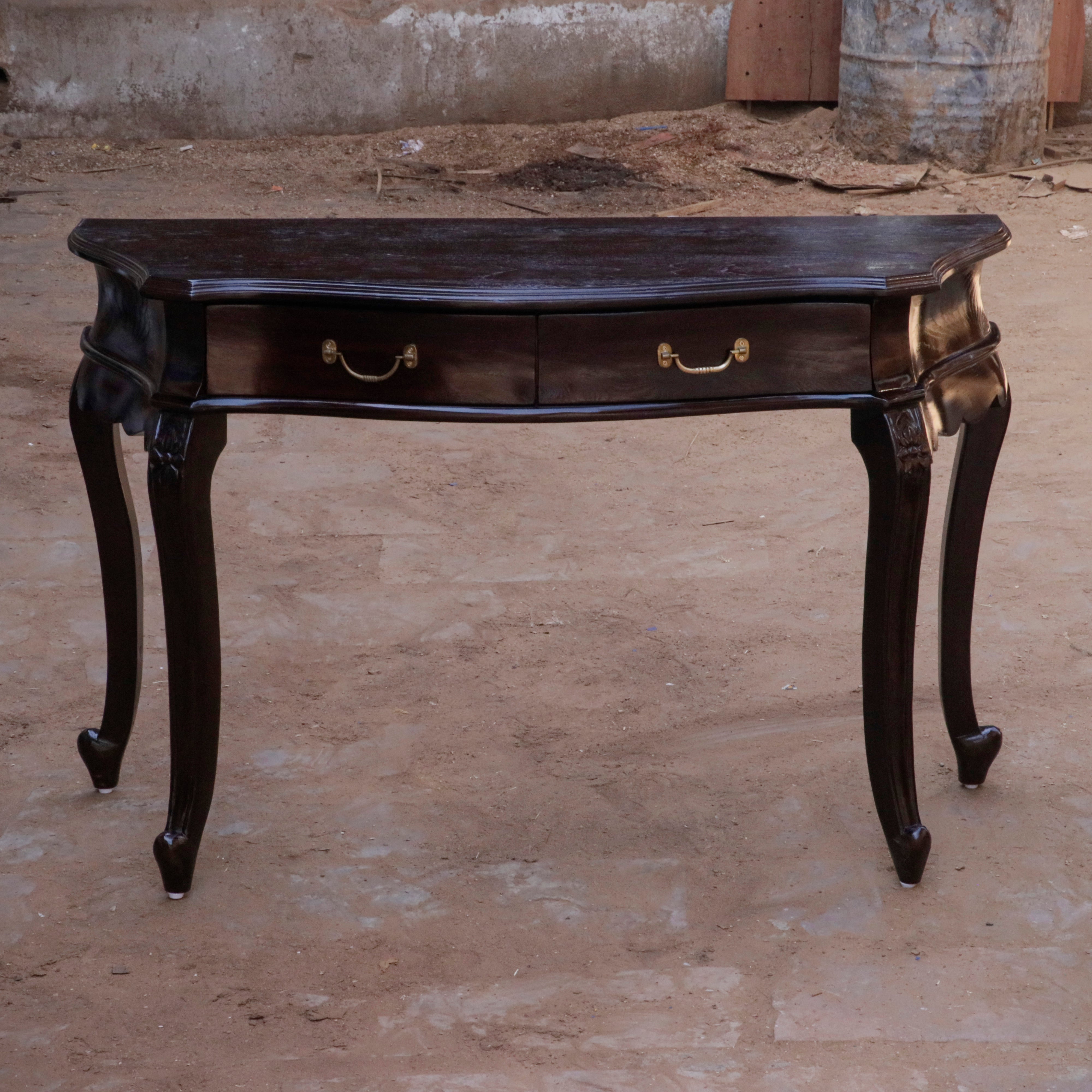 Dark Denver Double Drawer Wooden Handmade Console Table Study Table