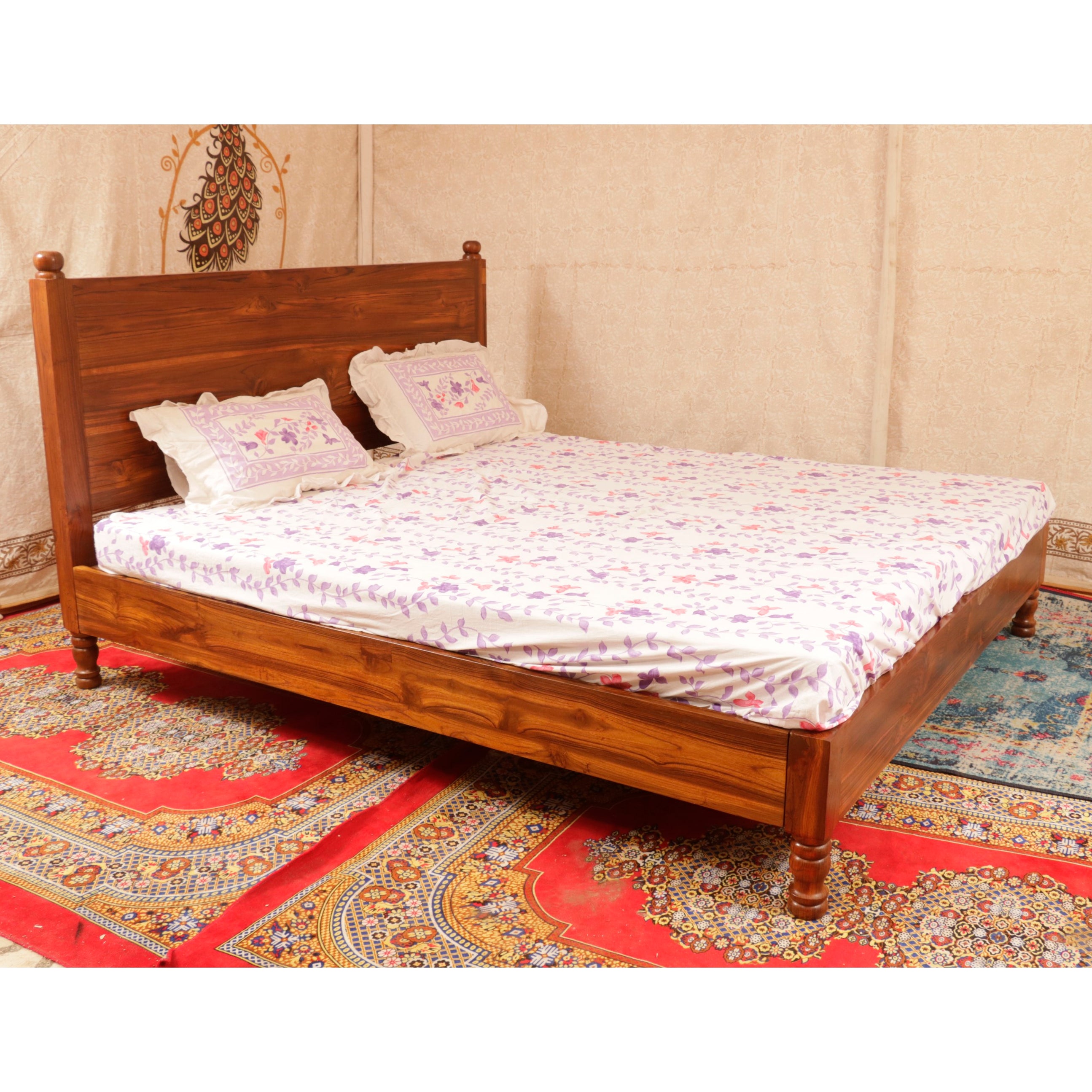 Wooden Natural Tone Classical Bed Bed