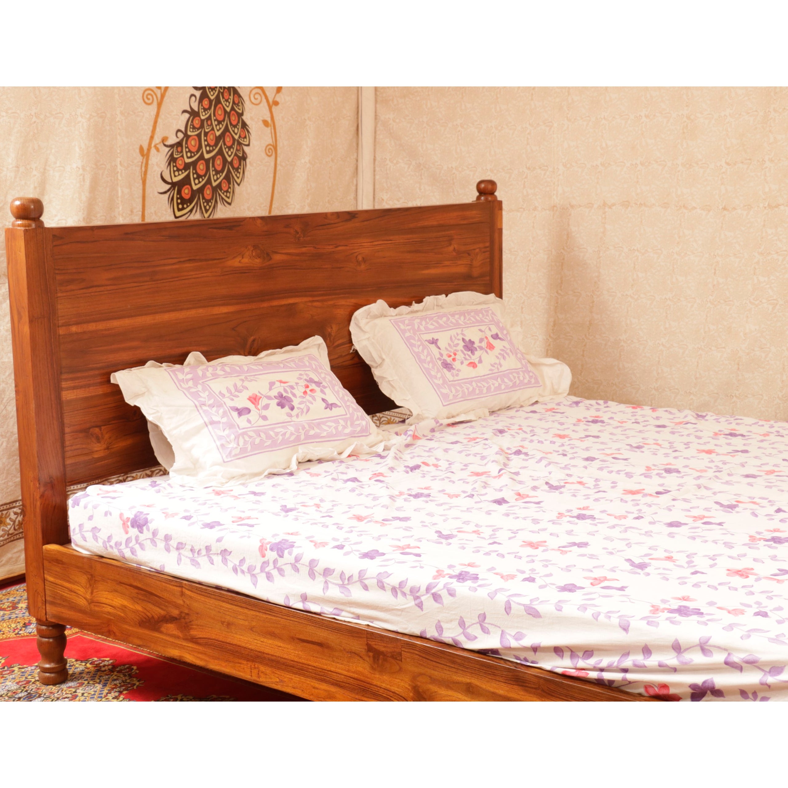 Wooden Natural Tone Classical Bed Bed