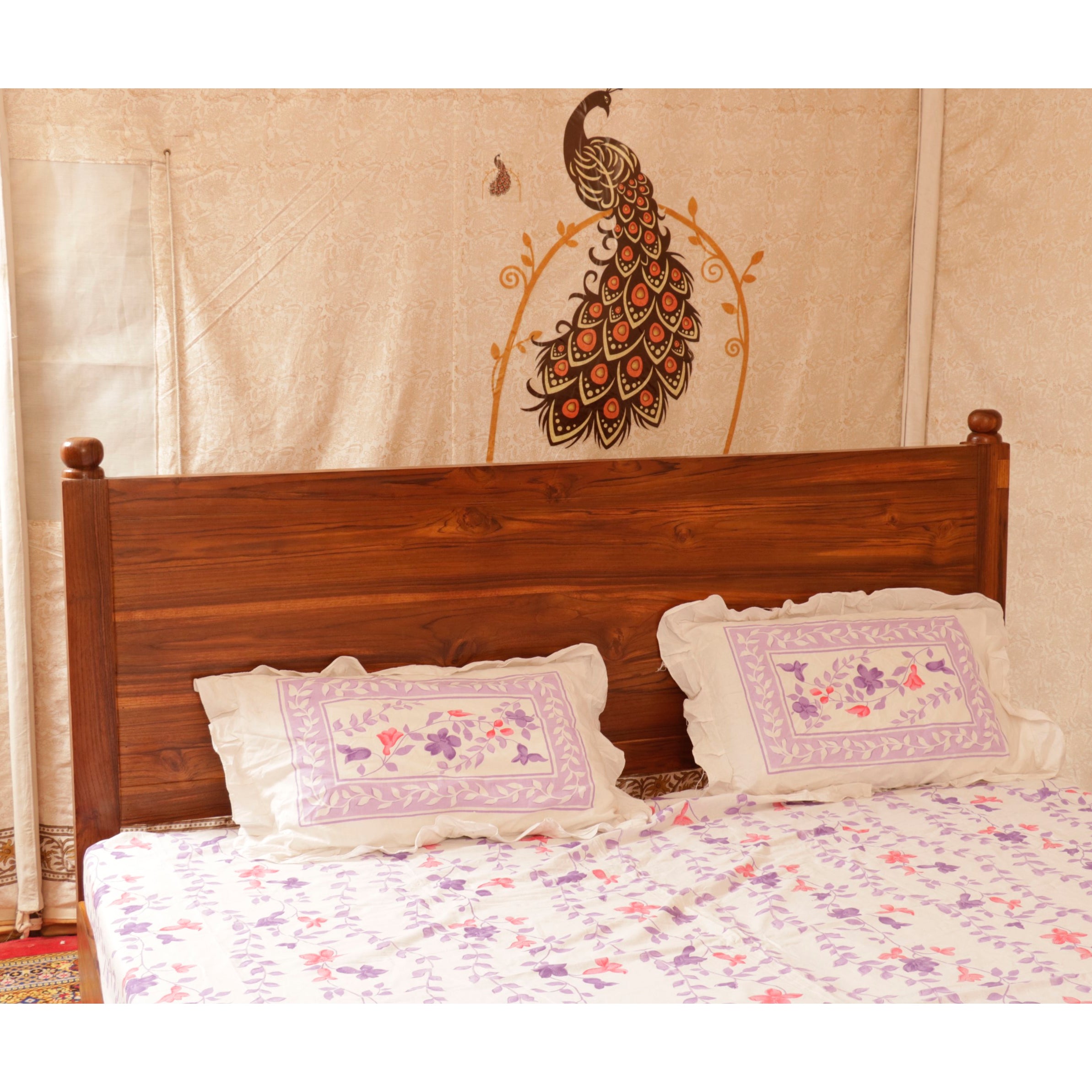 Wooden Natural Tone Classical Bed Bed