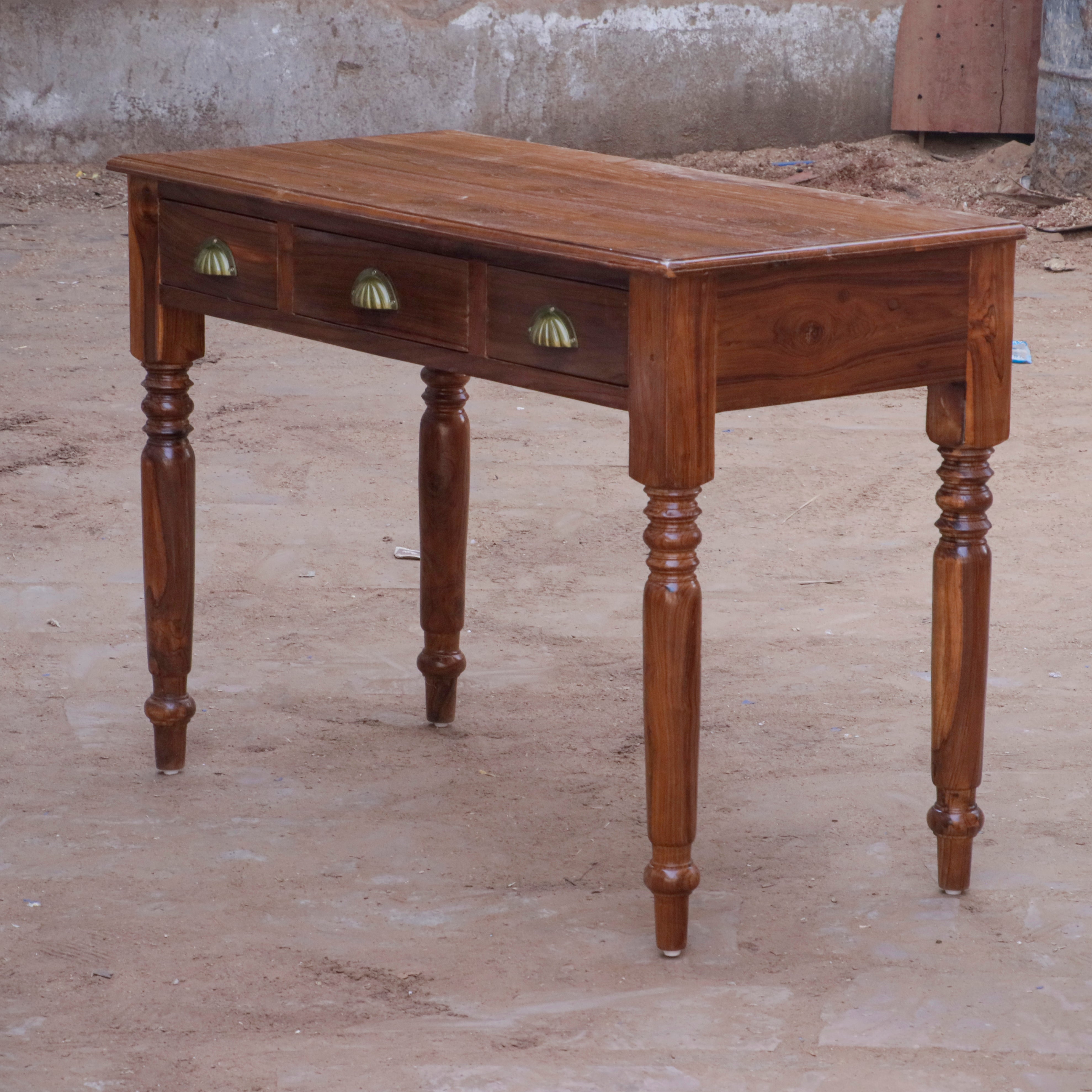 Teak Triple Drawer Desk Study Table