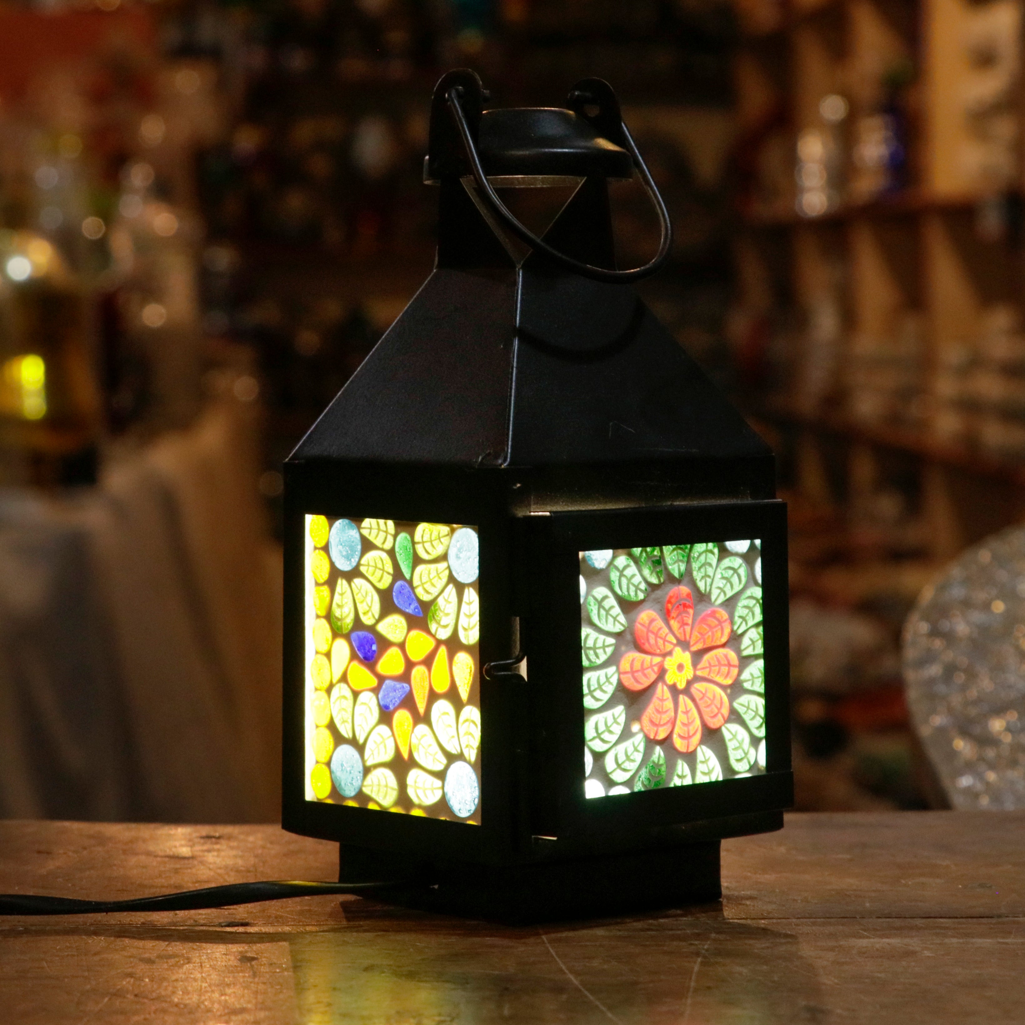 Lotus Traditional Colourful Flower Mirror Style Old Owl Lamp Lamp