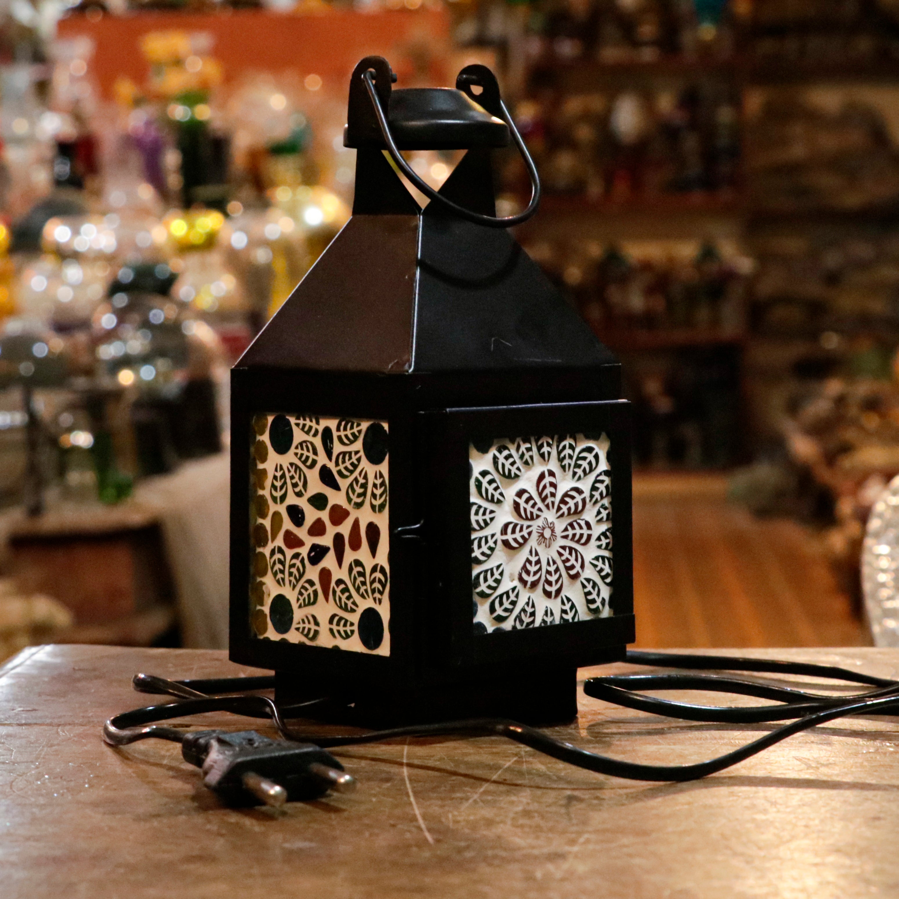 Lotus Traditional Colourful Flower Mirror Style Old Owl Lamp Lamp