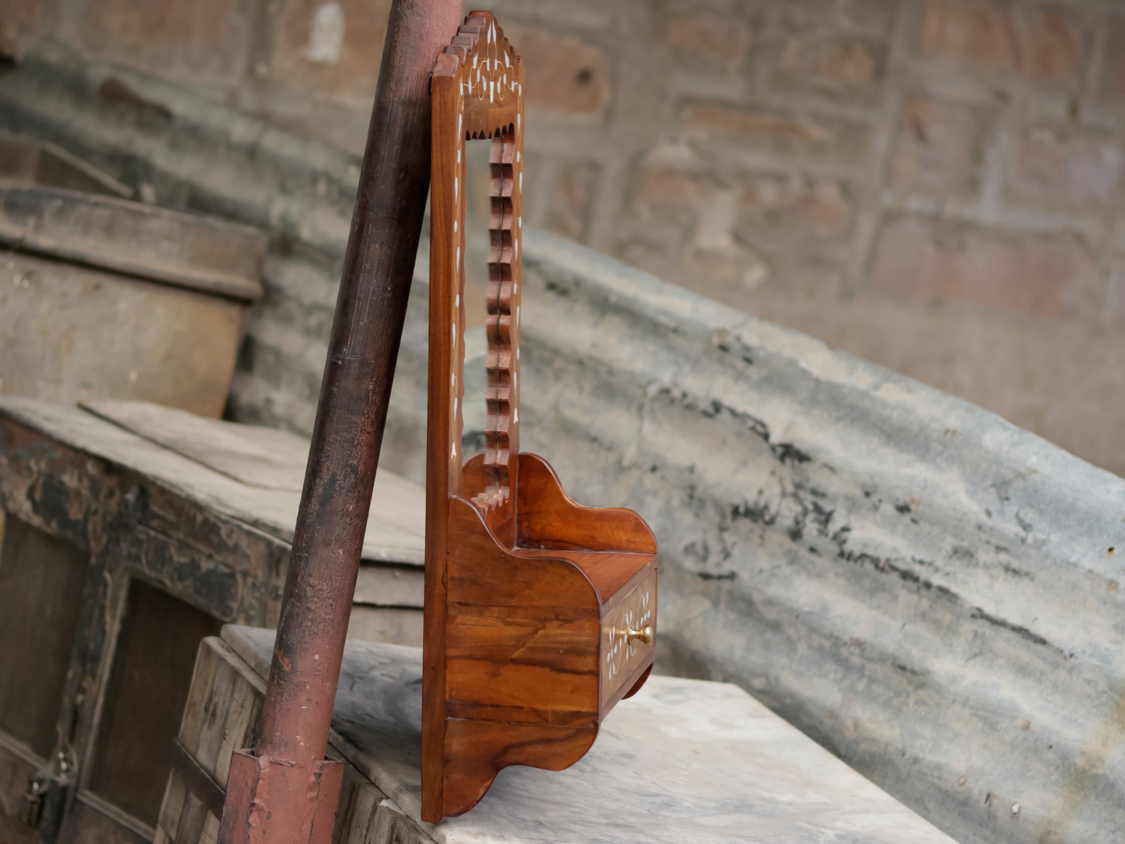 Heritage Classic Inlay Designed Wooden Handmade Wall Mirror Mirror