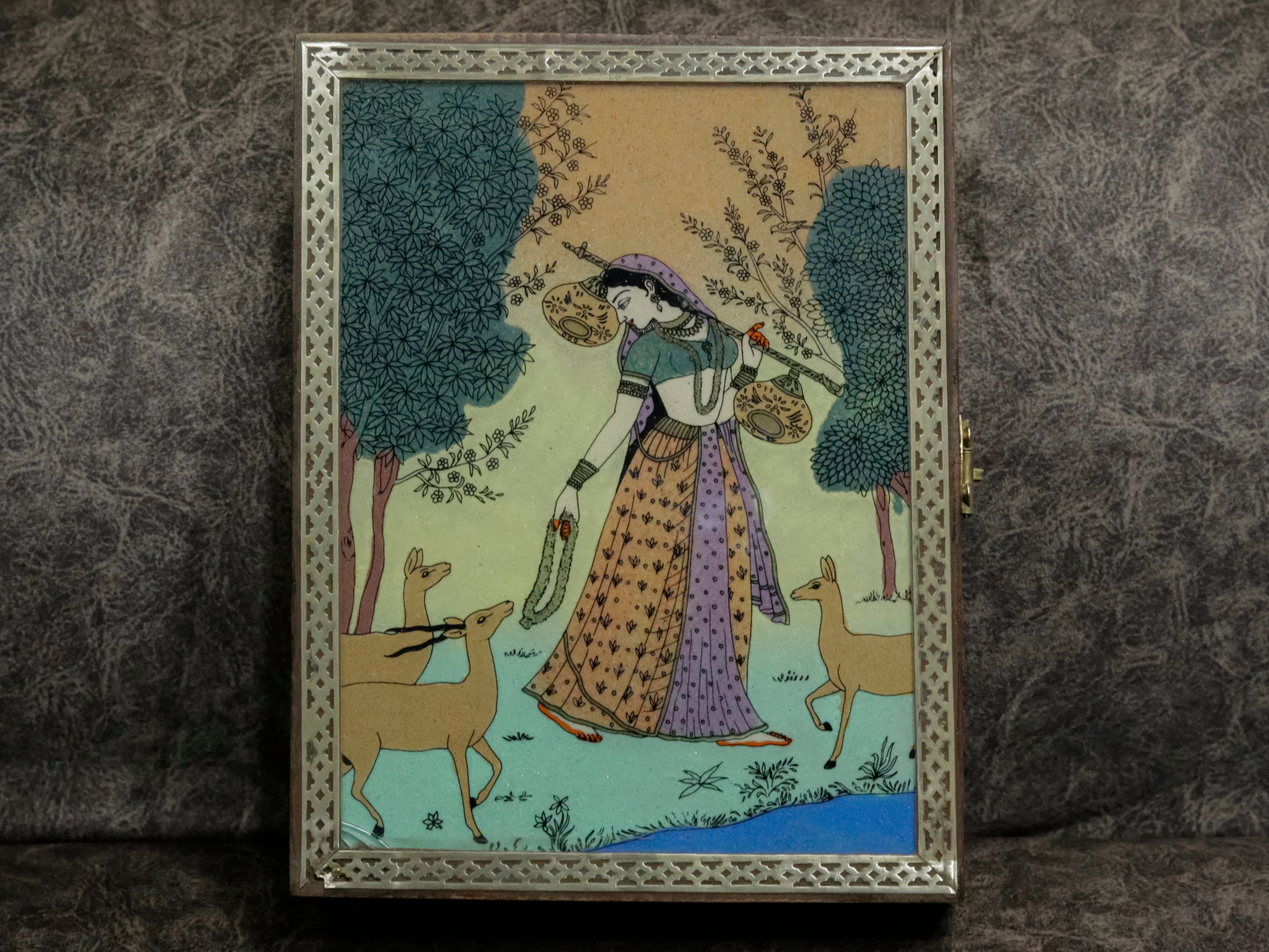 Wooden Handmade Glass painted Jewellery Box Wooden Box