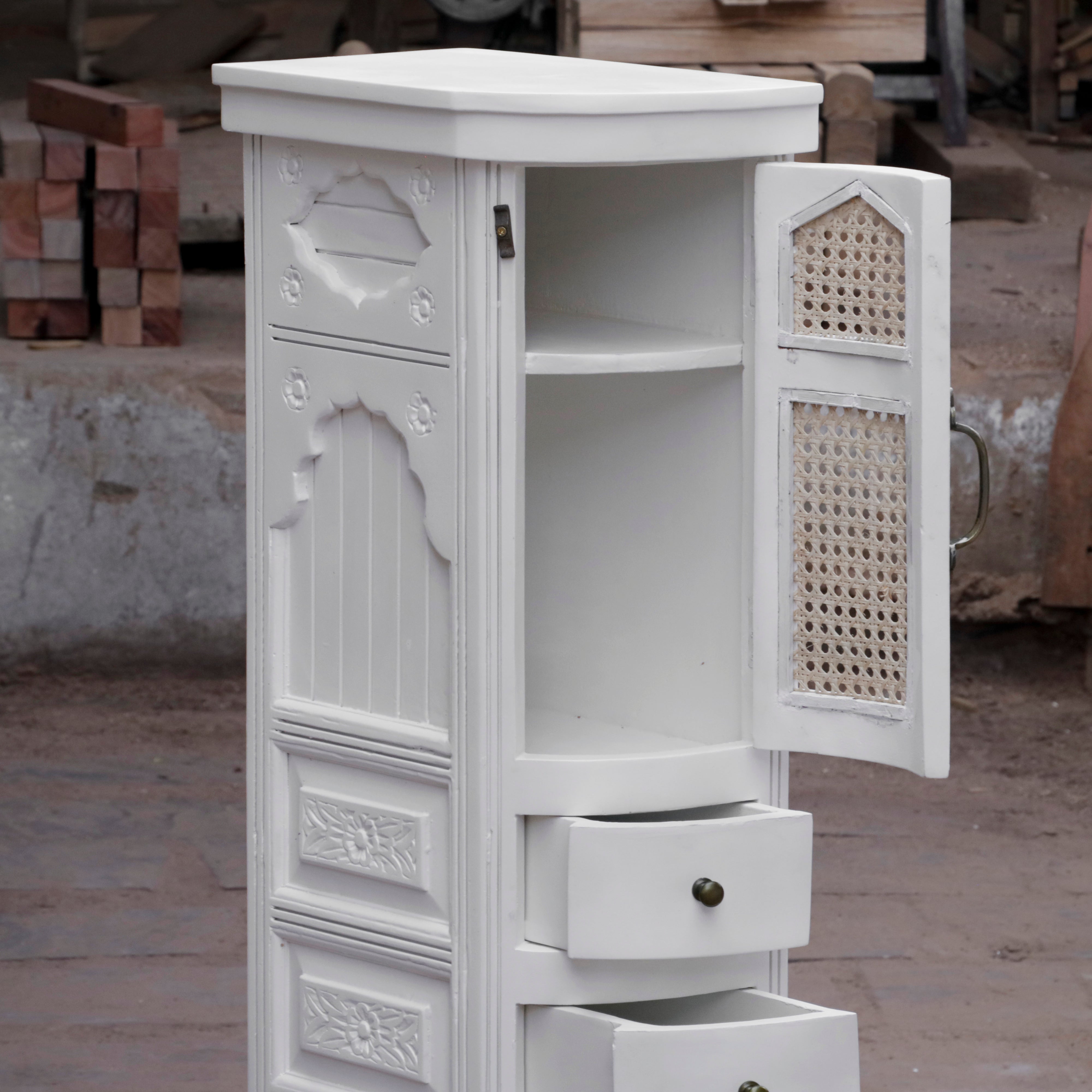 Orianted White Shine Finished Wooden Handmade Cabinet Wall Cabinet