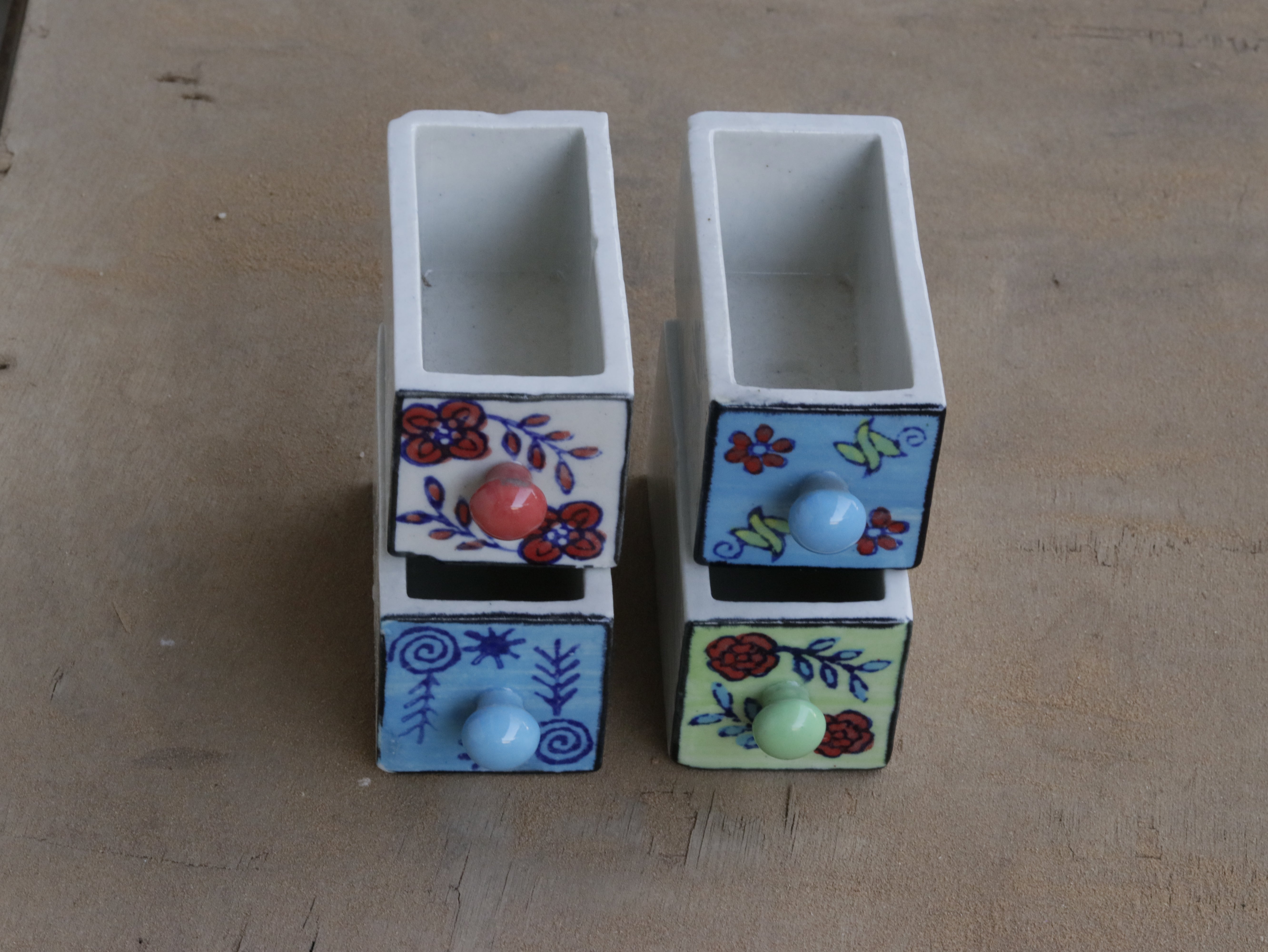 Unique Light Flower Designed Multispace Cramic Drawer Ceramic Drawers