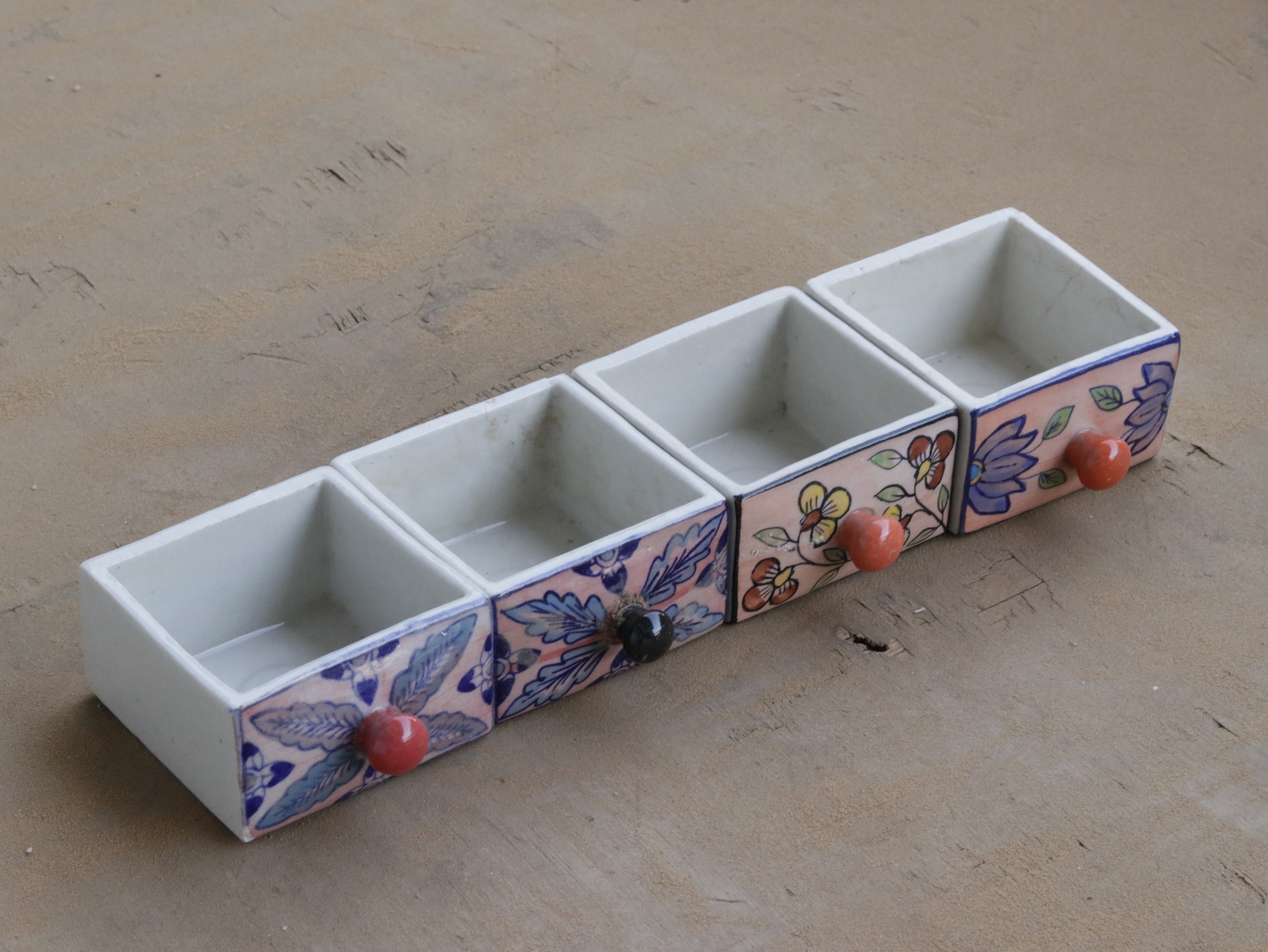 Montage Light Flower Finished Cermic Multispace Drawer set of 4 Ceramic Drawers