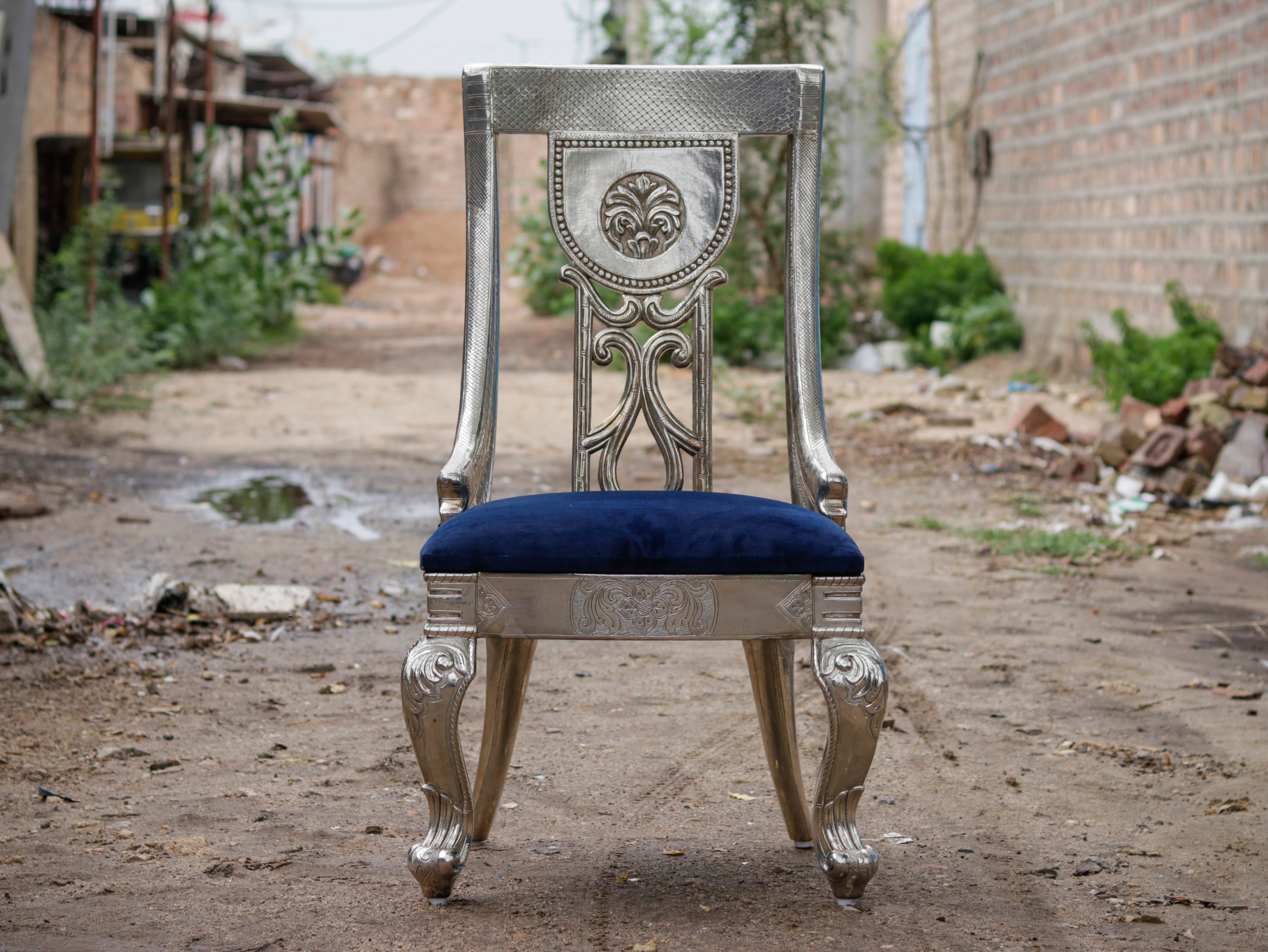 White metal Fitted royal Maharaja Chair Silver Finishing Sofa