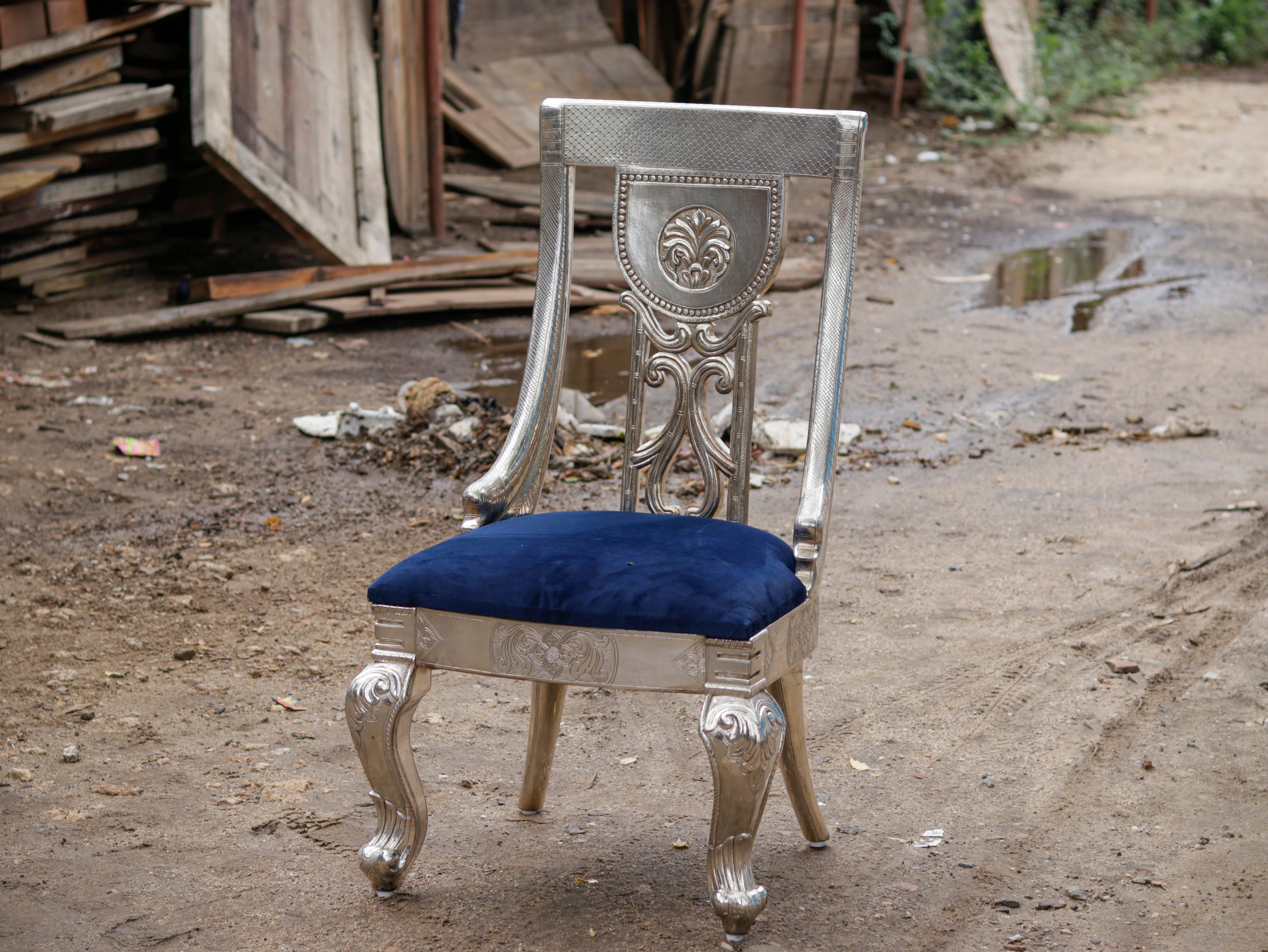 White metal Fitted royal Maharaja Chair Silver Finishing Sofa