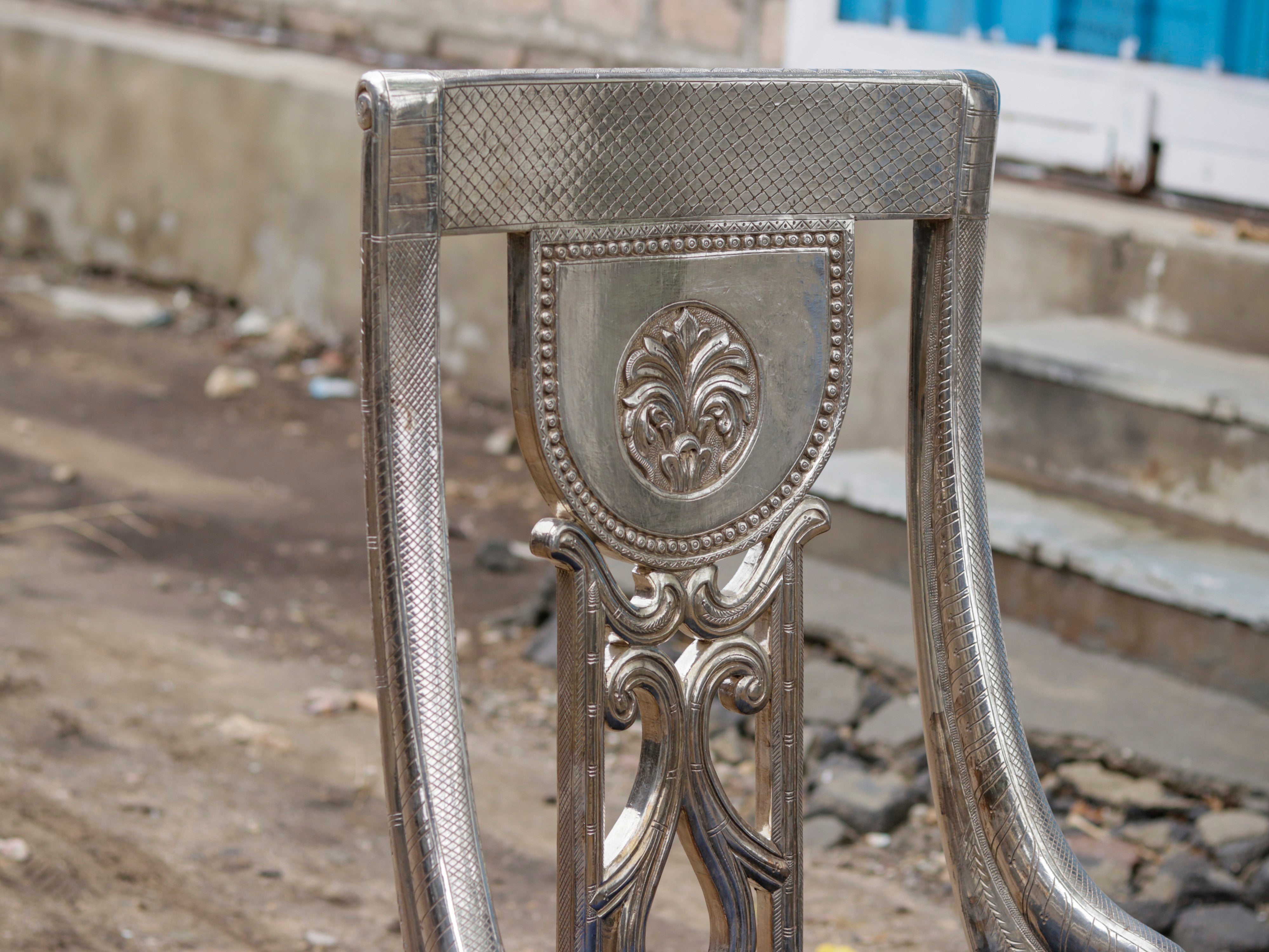 White metal Fitted royal Maharaja Chair Silver Finishing Sofa