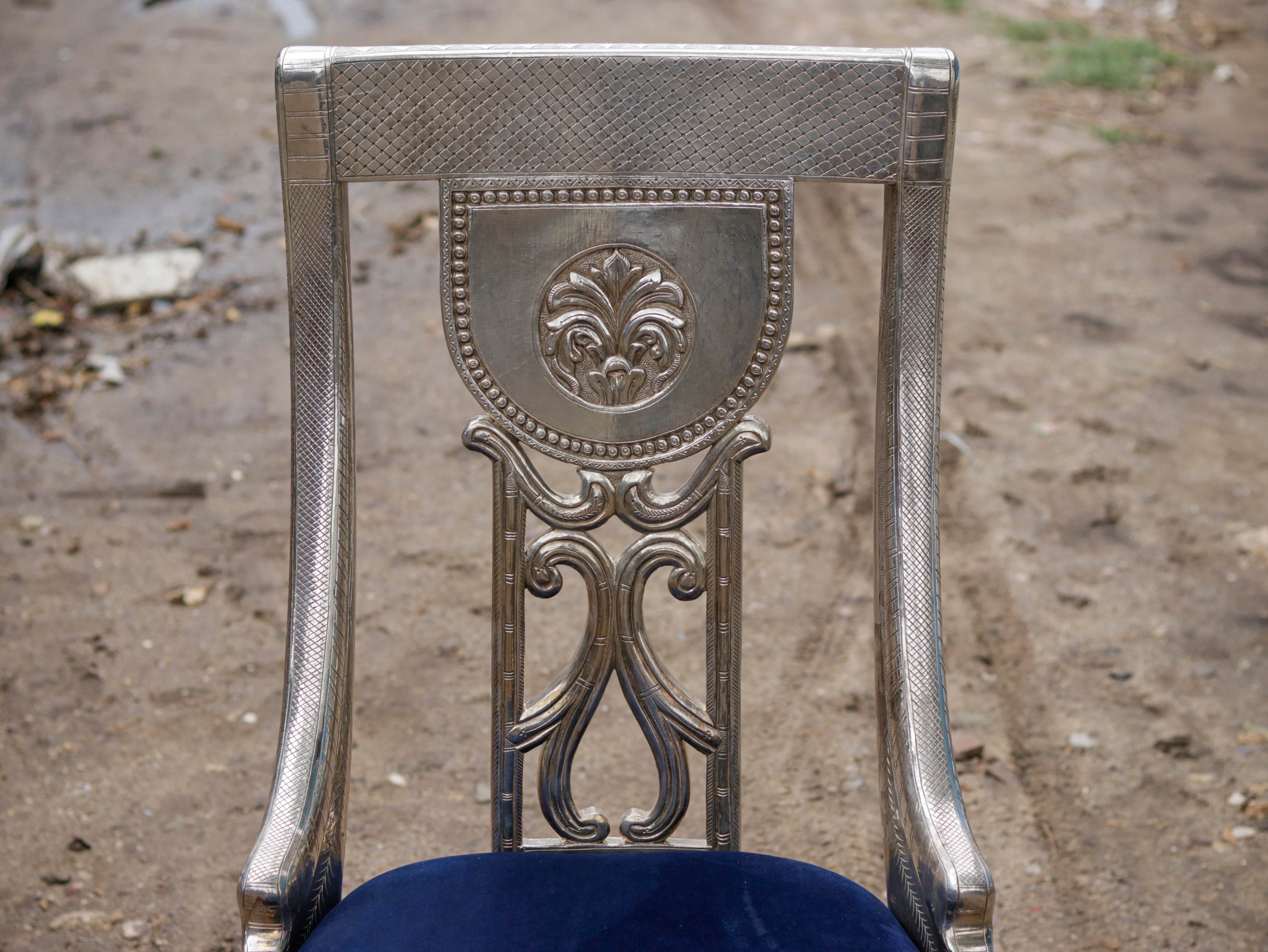 White metal Fitted royal Maharaja Chair Silver Finishing Sofa