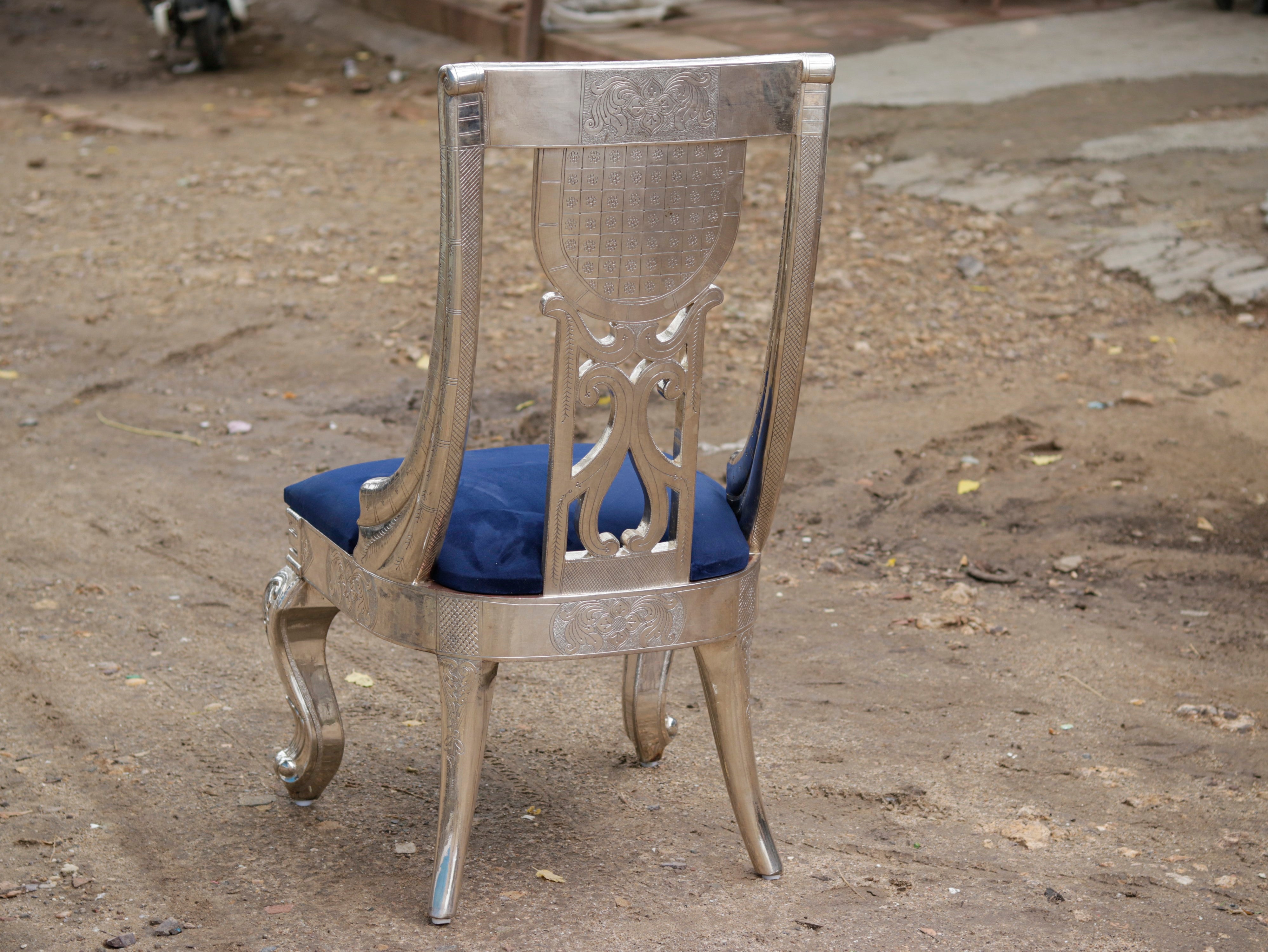 White metal Fitted royal Maharaja Chair Silver Finishing Sofa