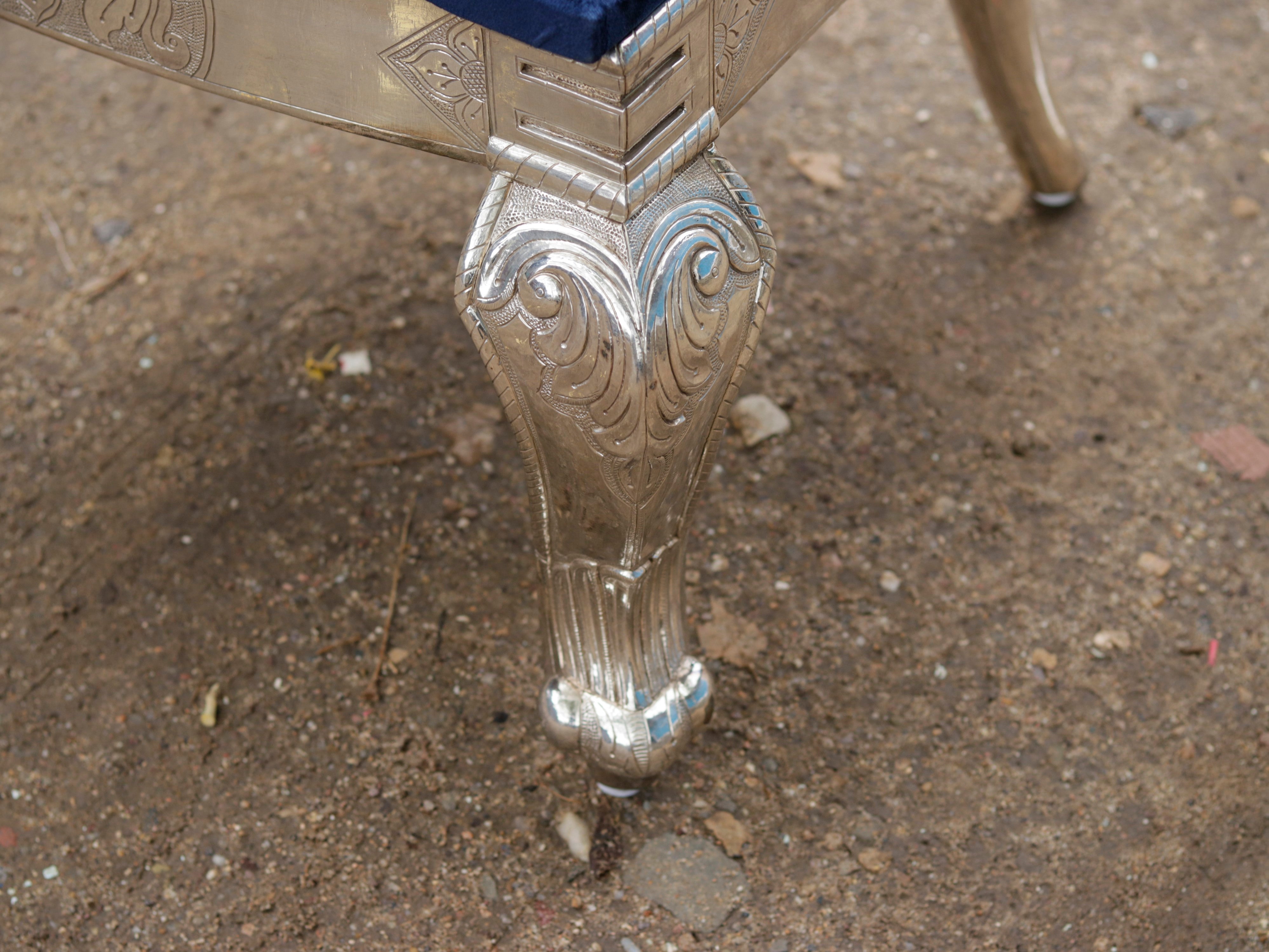 White metal Fitted royal Maharaja Chair Silver Finishing Sofa