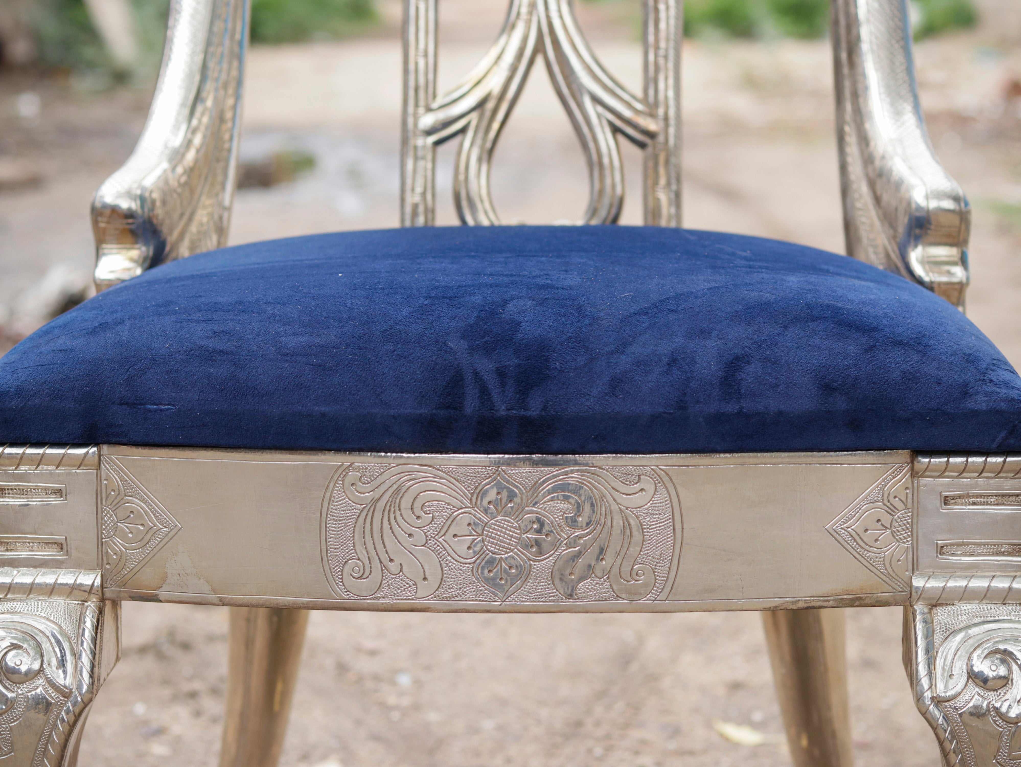 White metal Fitted royal Maharaja Chair Silver Finishing Sofa