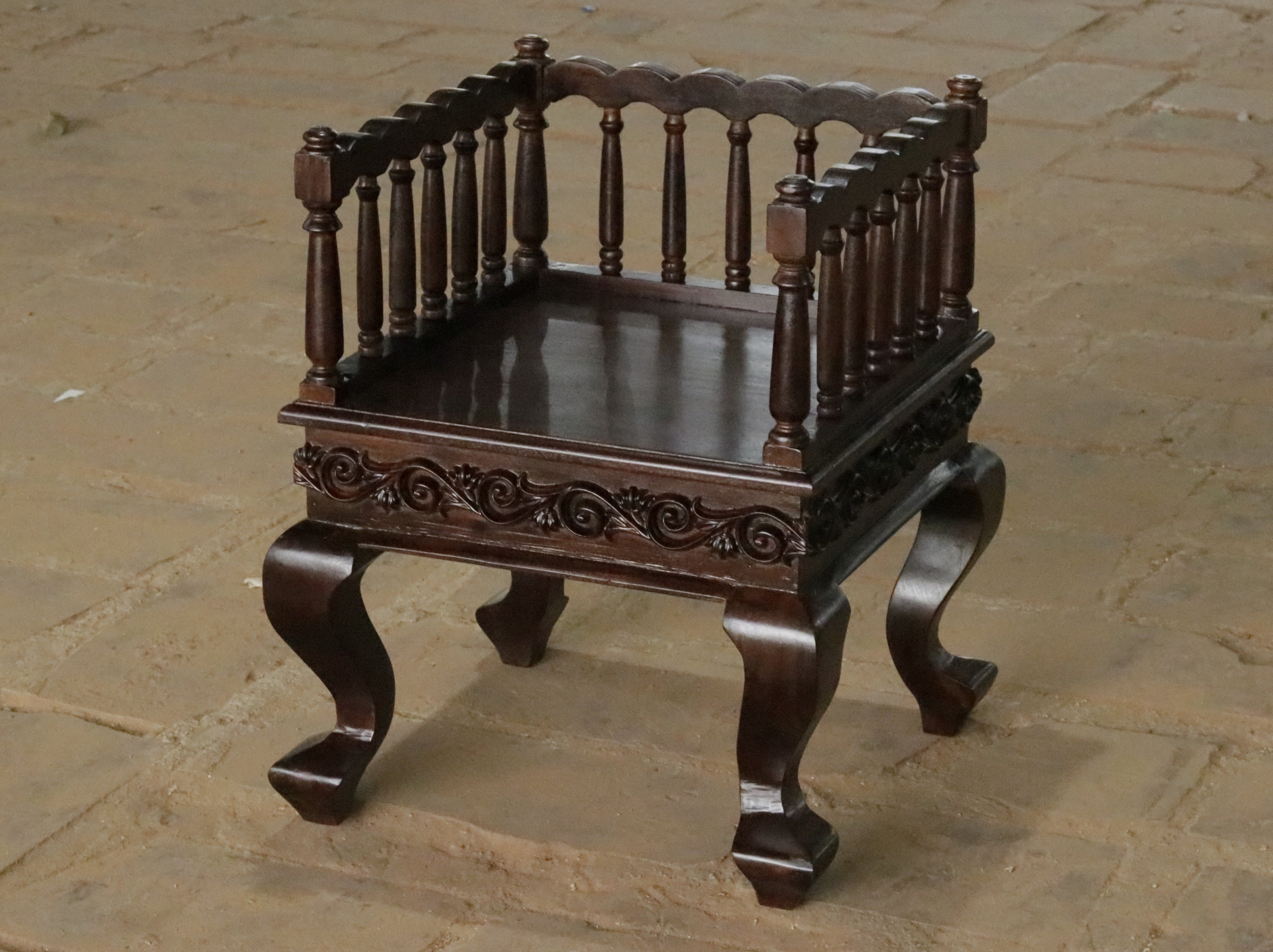 Glorious Dark Brown Finished Wooden Handmade Single Sofa Sofa